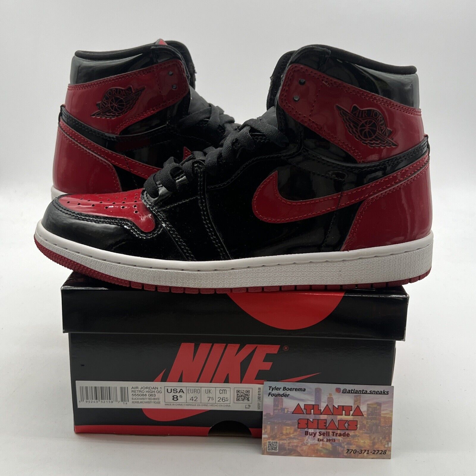 Size 8.5 - Air Jordan 1 Retro OG High Patent Bred (555088-063)