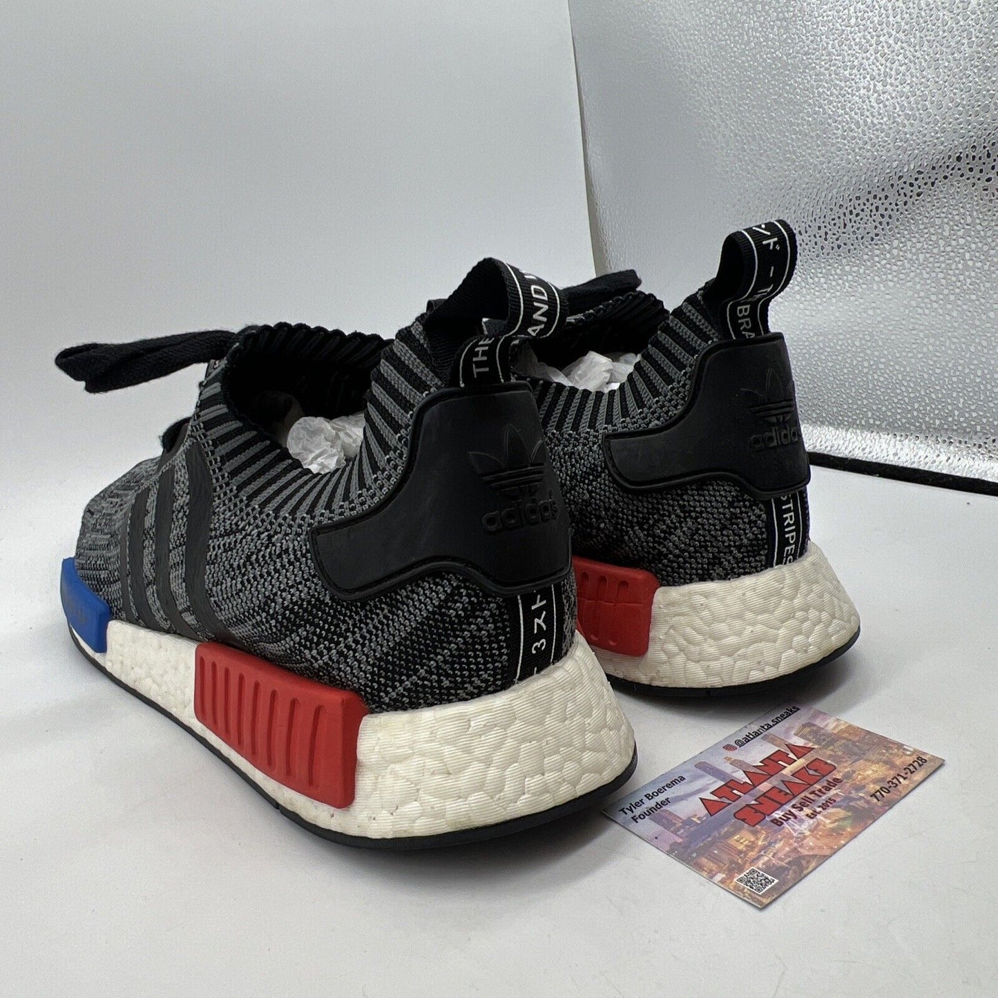 Size 12.5 - adidas NMD R1 Primeknit Friends and Family Red Blue Grey (N0001)