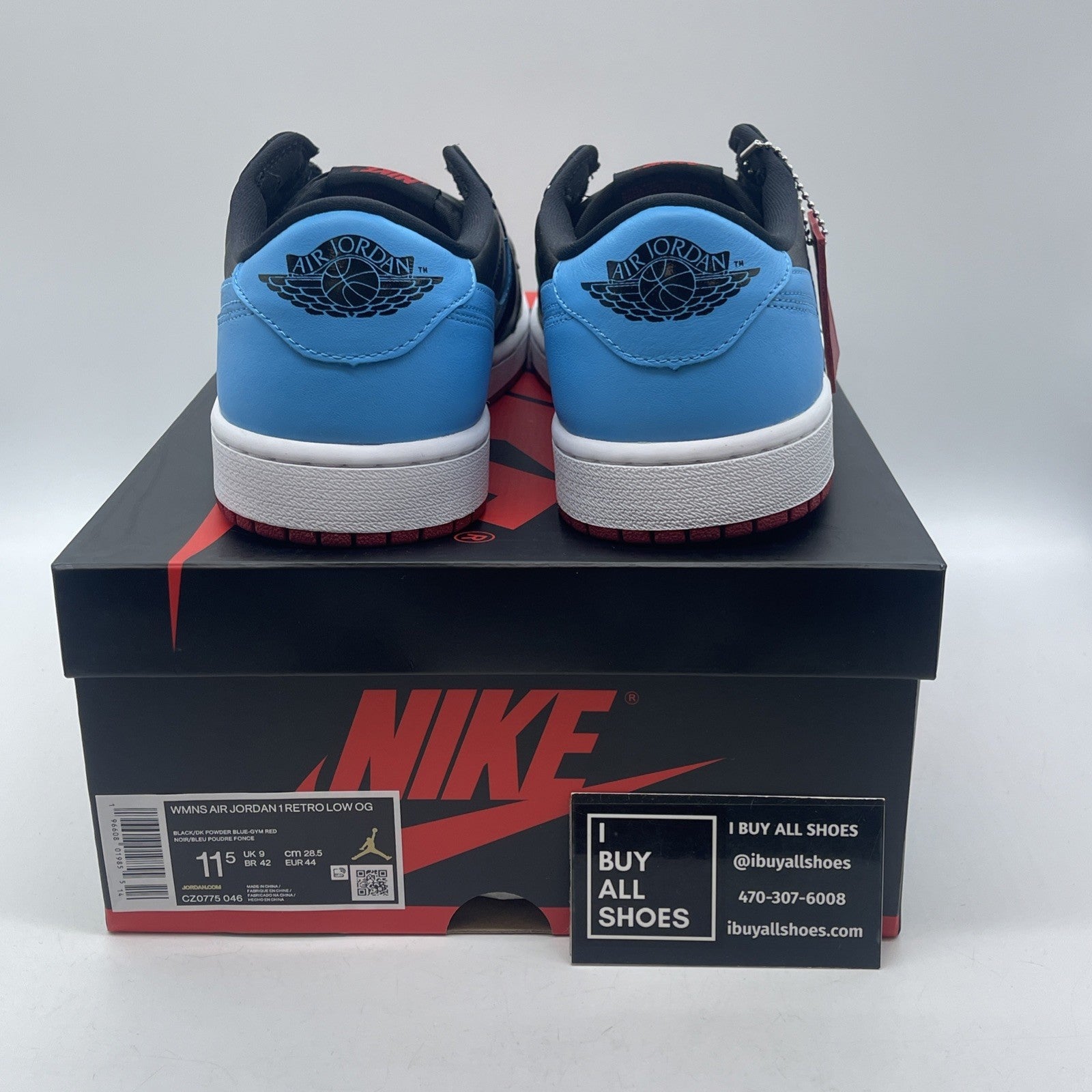 Size 11.5W - Air Jordan 1 Retro OG Low NC to Chi Black Red Blue (CZ0775-046)