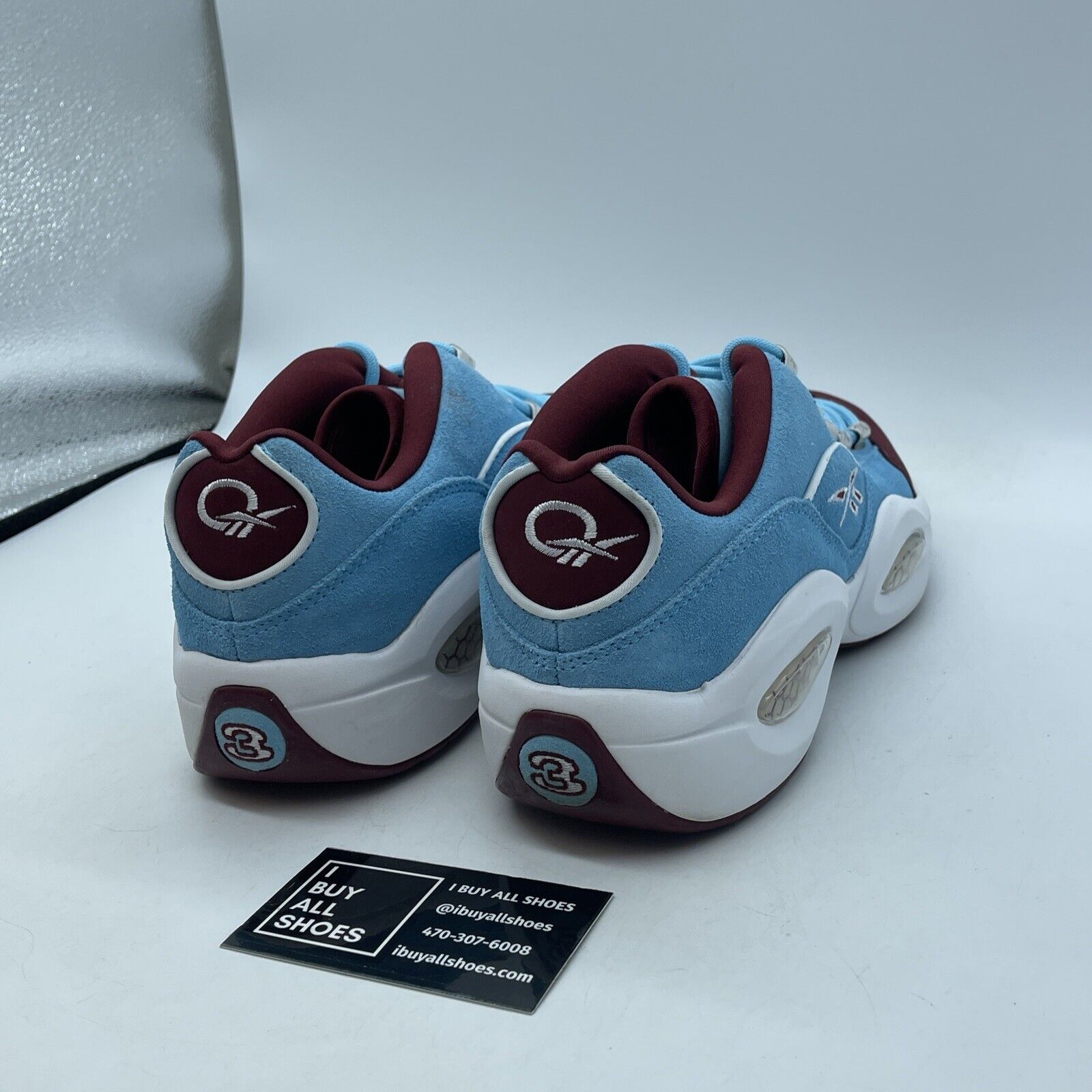 Size 8 - Reebok Question Low Phillies Digital Blue Burgundy Suede (GZ0990)