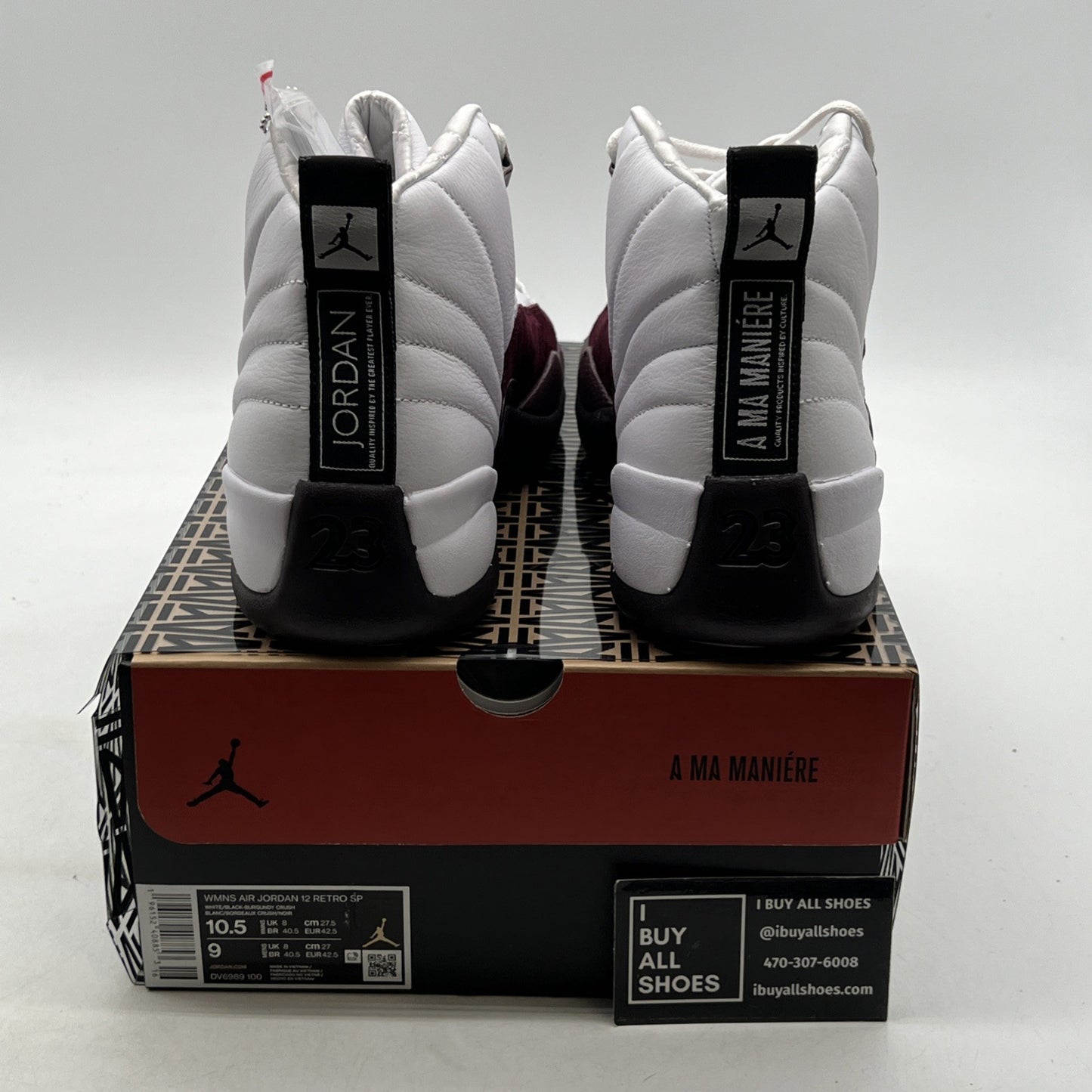 Size 10.5 - Air Jordan 12 Retro SP x A Ma Maniere Mid White W (DV6989-100)