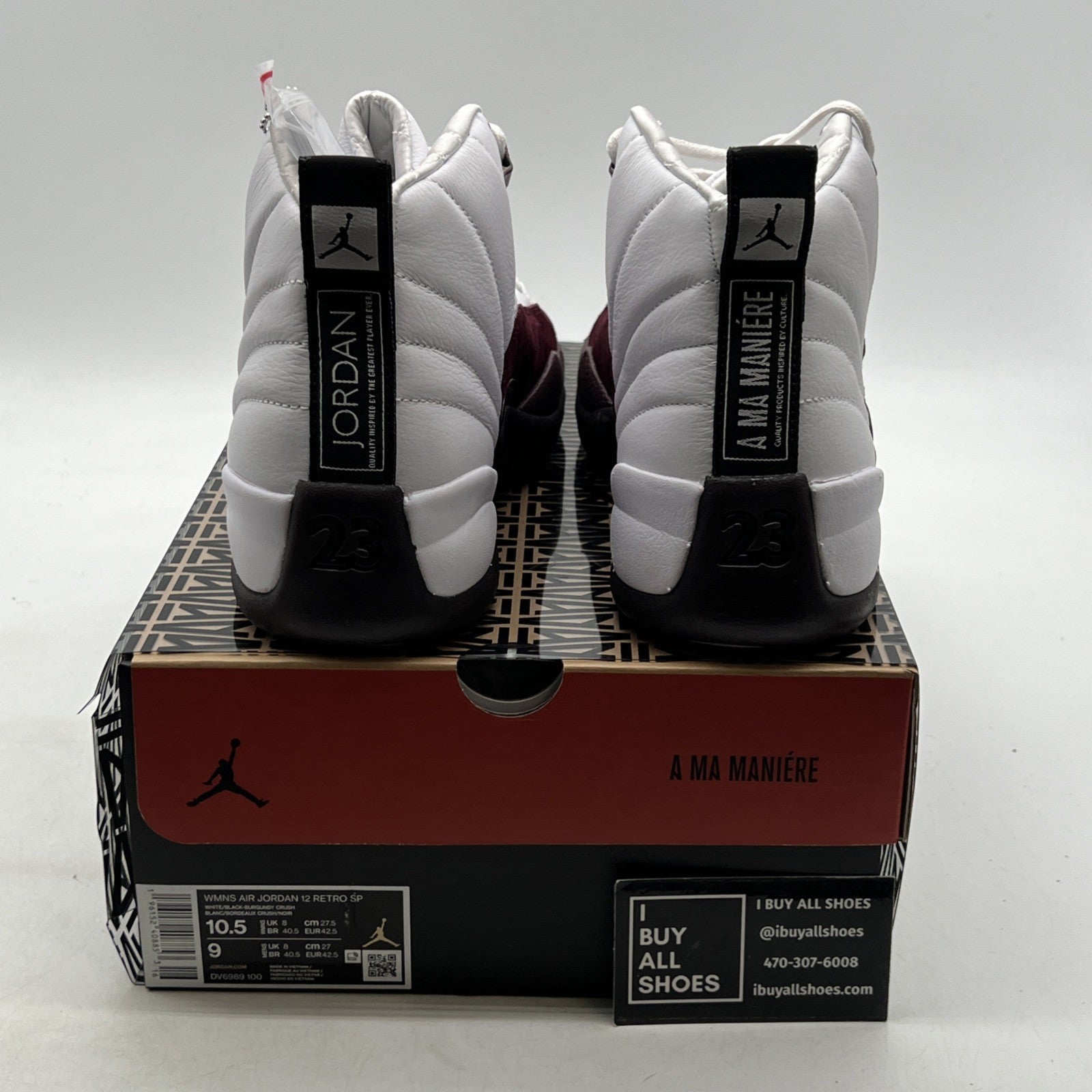 Size 10.5 - Air Jordan 12 Retro SP x A Ma Maniere Mid White W (DV6989-100)