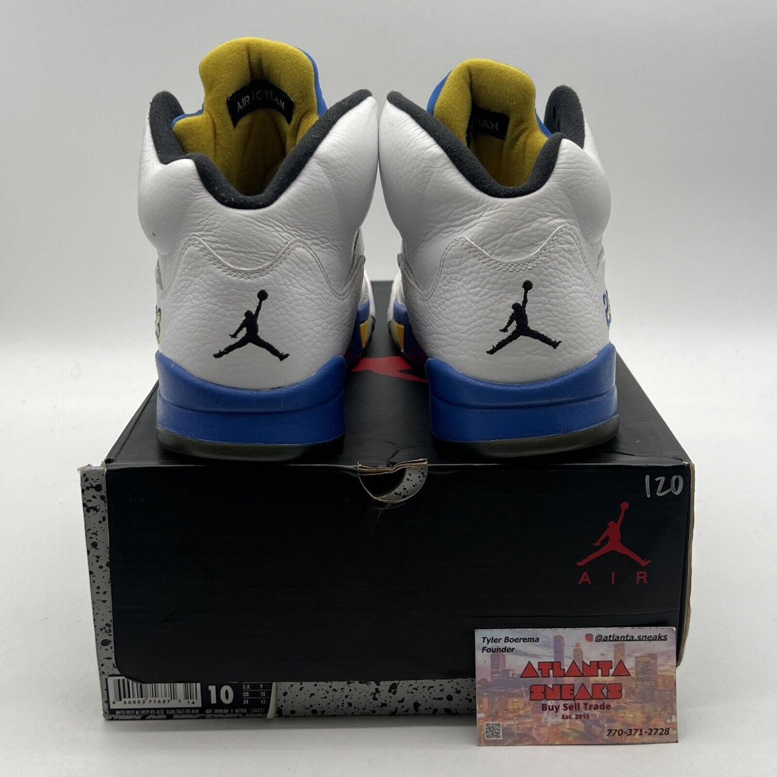 Size 10 - Air Jordan 5 Retro 2013 Laney Yellow Blue White Leather (136027-189)