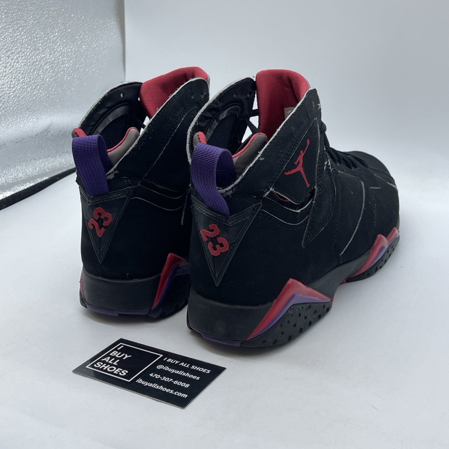 Size 10.5 - Air Jordan 7 Retro 2012 Raptor Black Red Suede (304775-018)