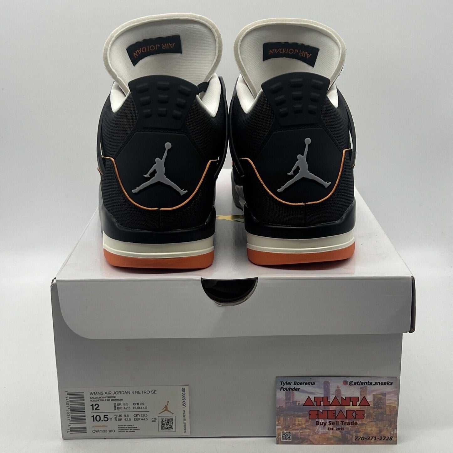 Size 12 - Air Jordan 4 Retro Starfish W Black Grey Orange (CW7183-100)