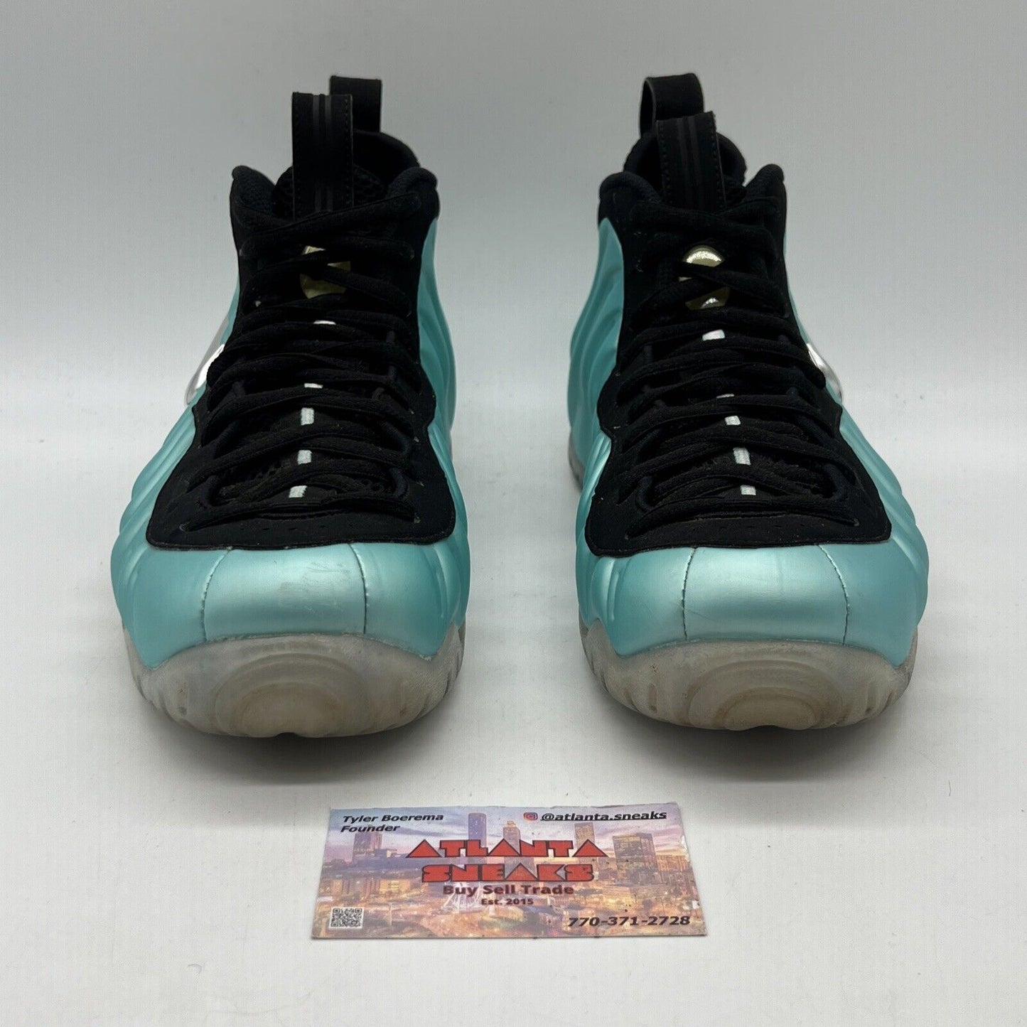 Size 8.5 - Nike Air Foamposite Pro Island Green Metallic Platinum Suede Black