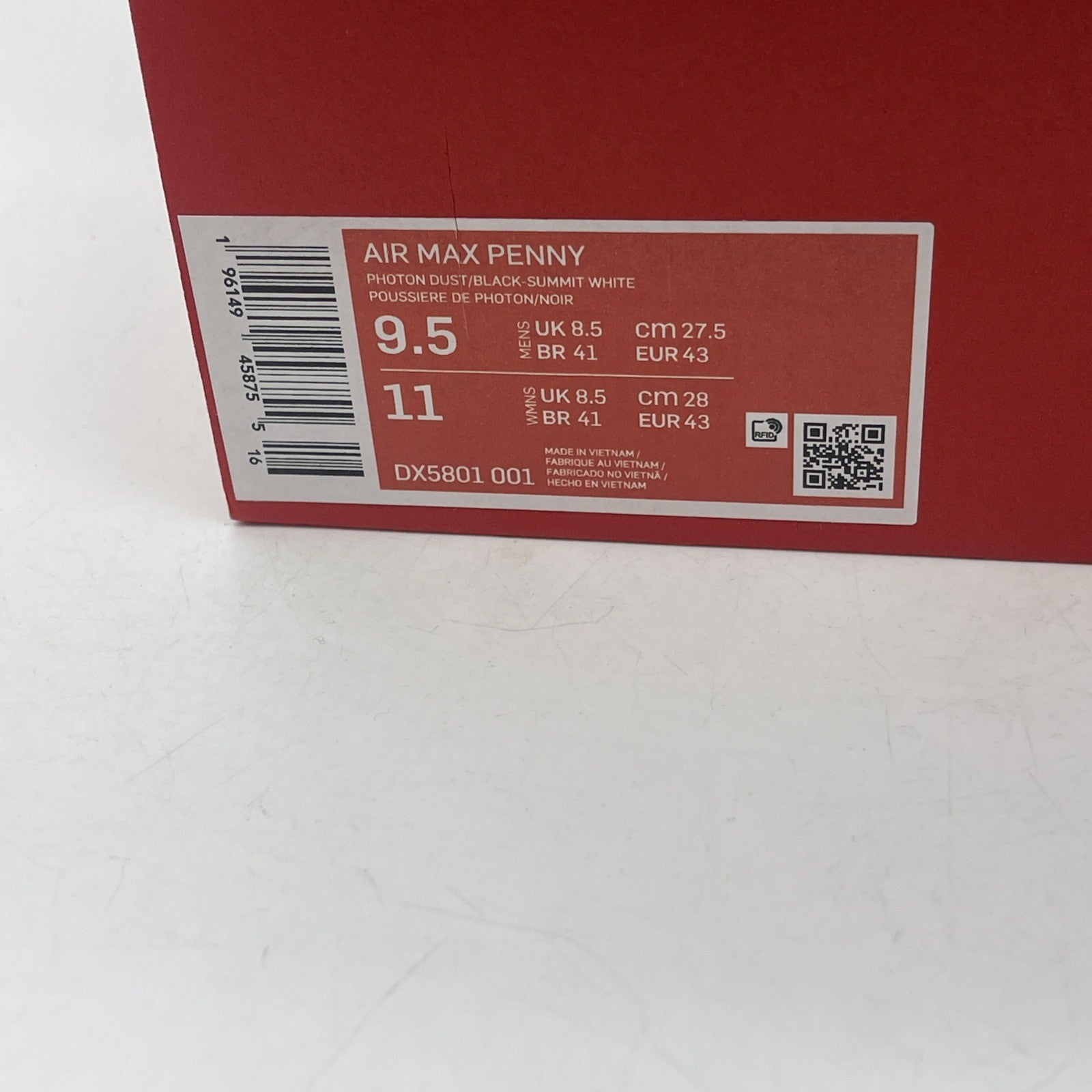 Size 9.5 - Nike Air Max Penny 1 Photon Dust Suede Leather (DX5801-001)