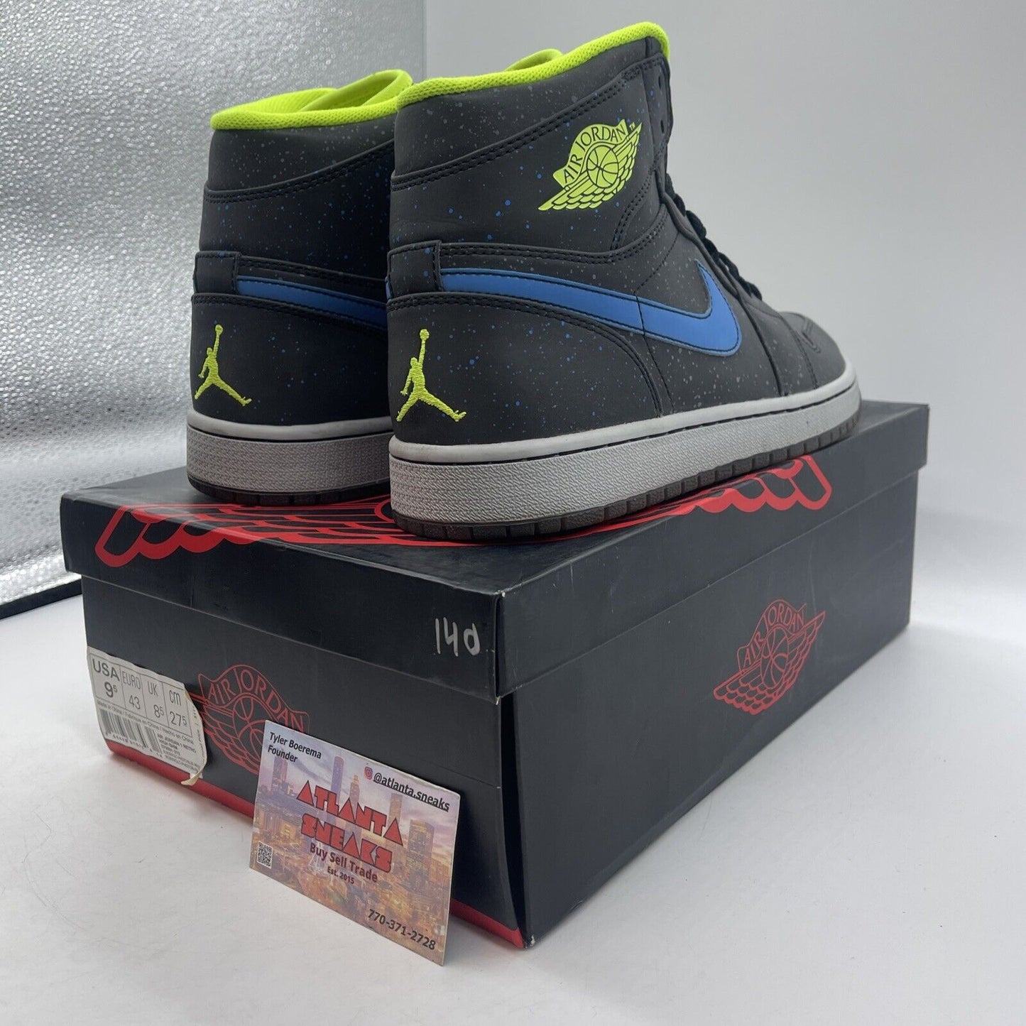 Size 9.5 - Air Jordan 1 Retro High BHM Grey Blue Green Black (579591-012)