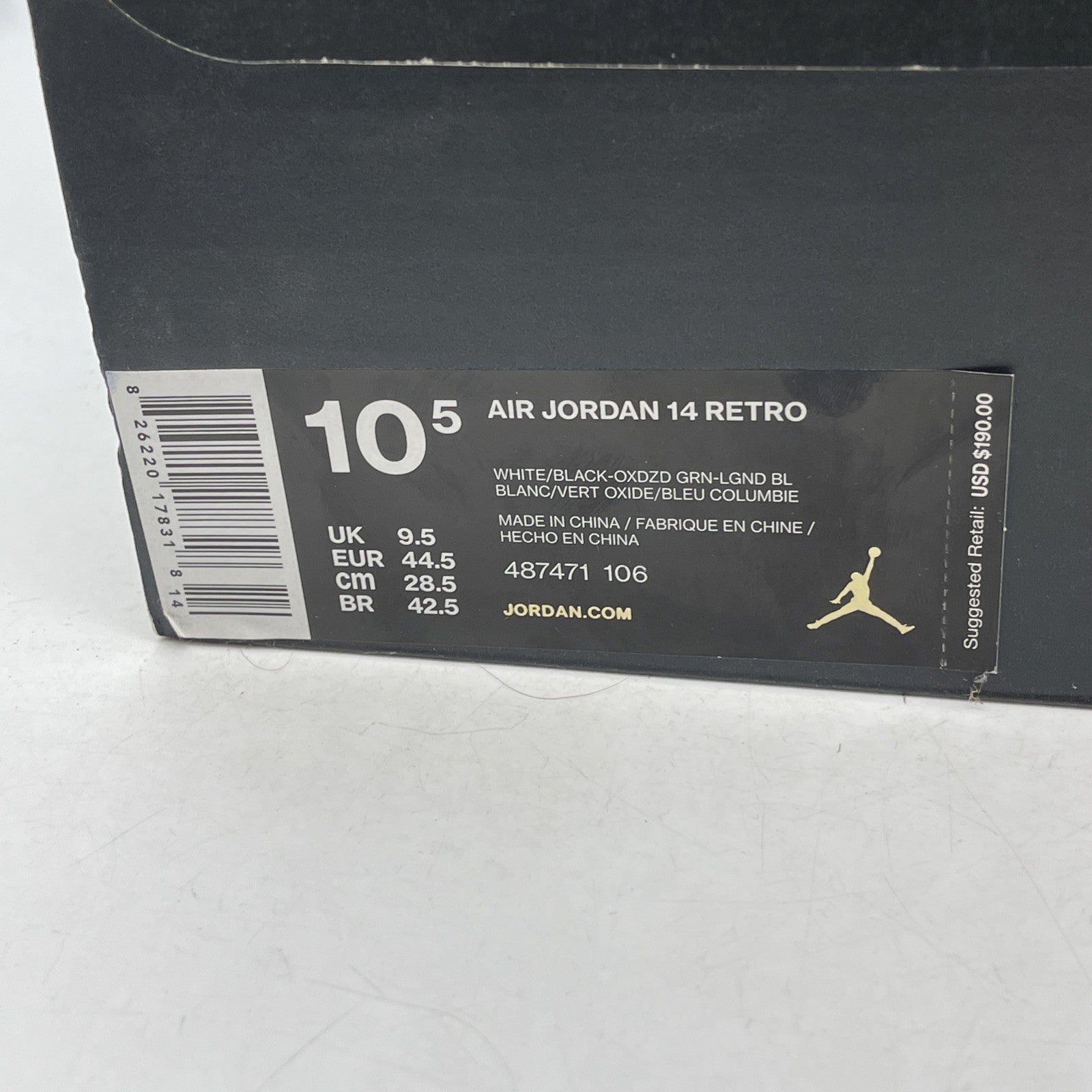 Size 10.5 - Air Jordan 14 Retro 2016 Oxidized Green (487471-106)
