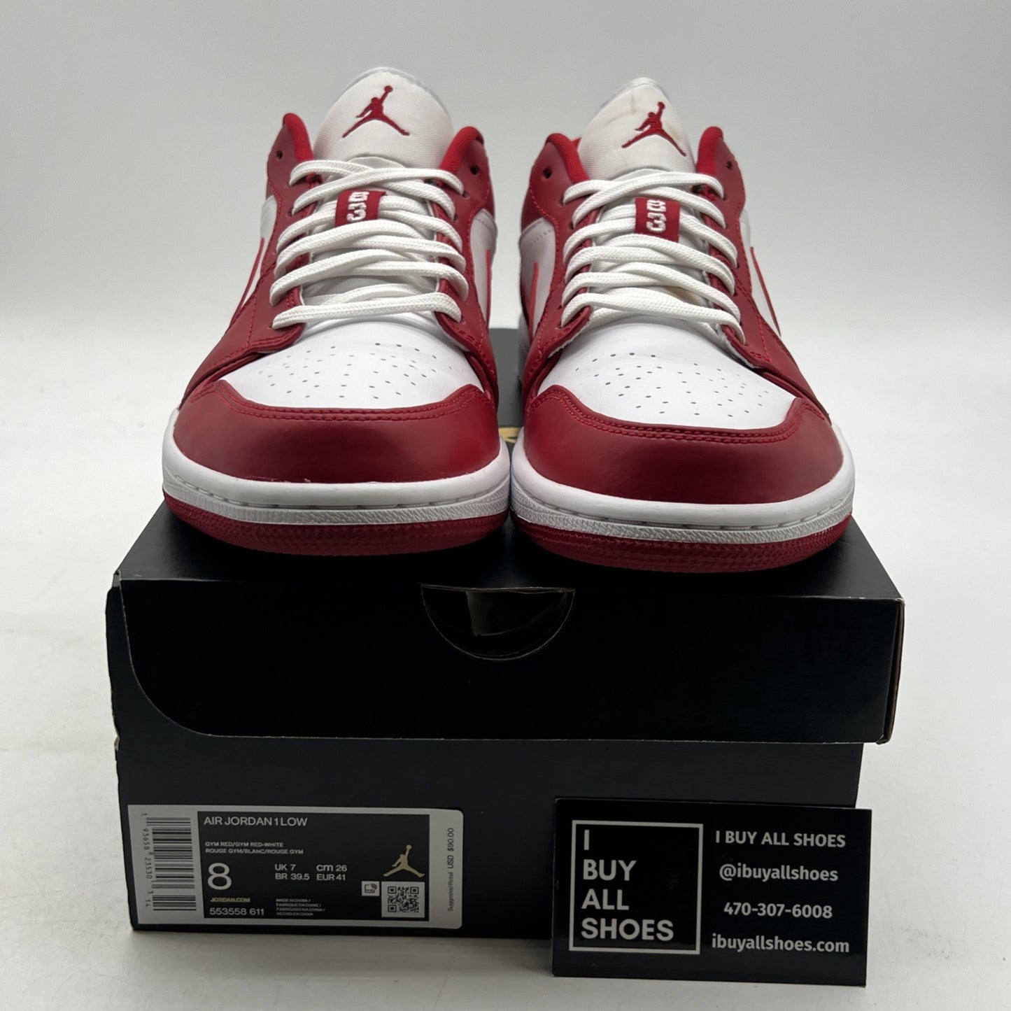 Size 8 - Air Jordan 1 Low Gym Red (553558-611)