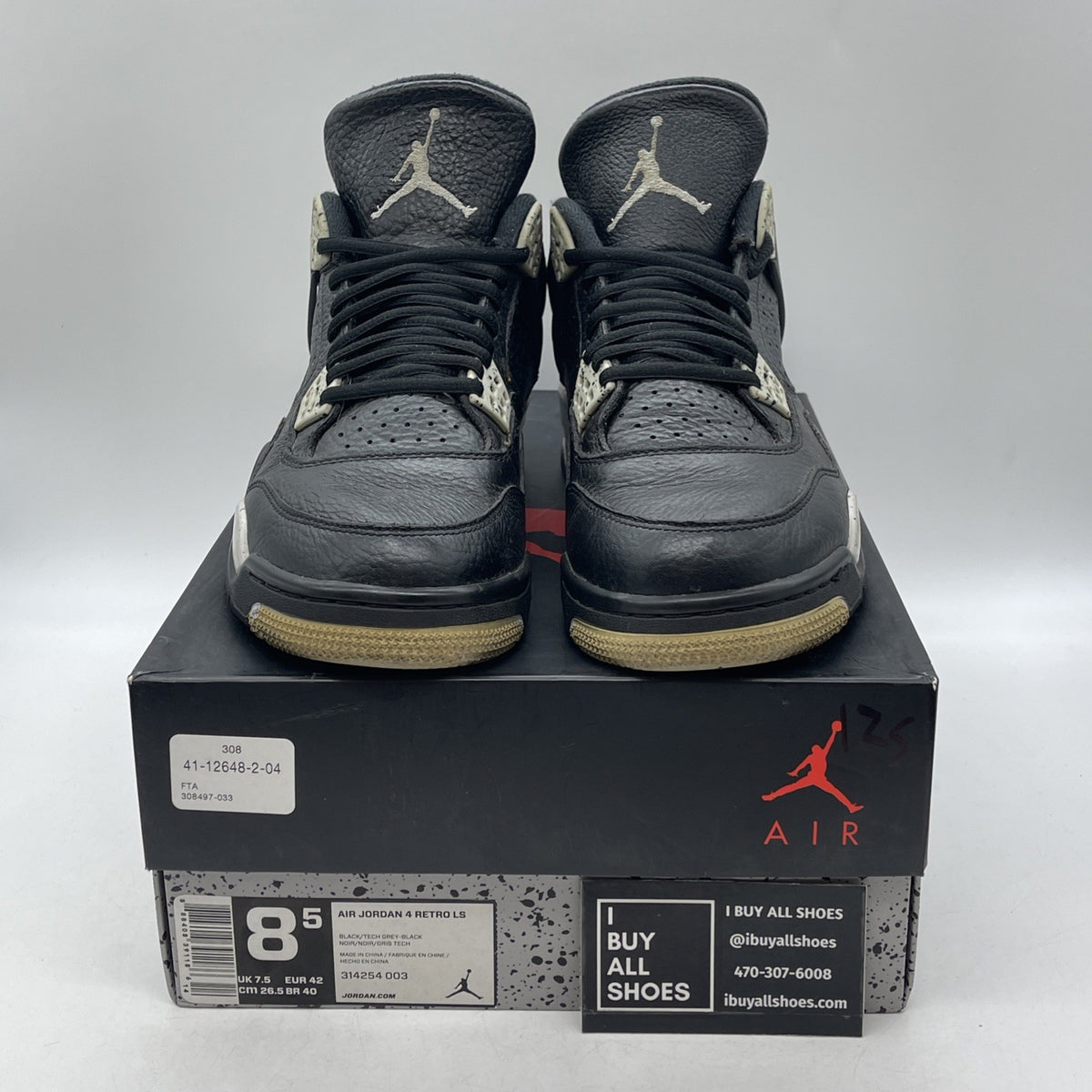 Size 8.5 - Air Jordan 4 Retro LS oreo 2015 (314254-003)