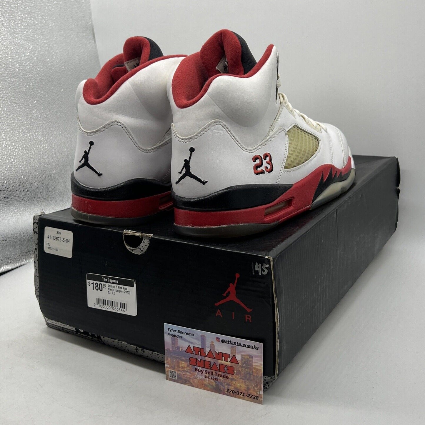 Size 8.5 - Air Jordan 5 Retro 2013 Fire Red Black Leather (136027-120)