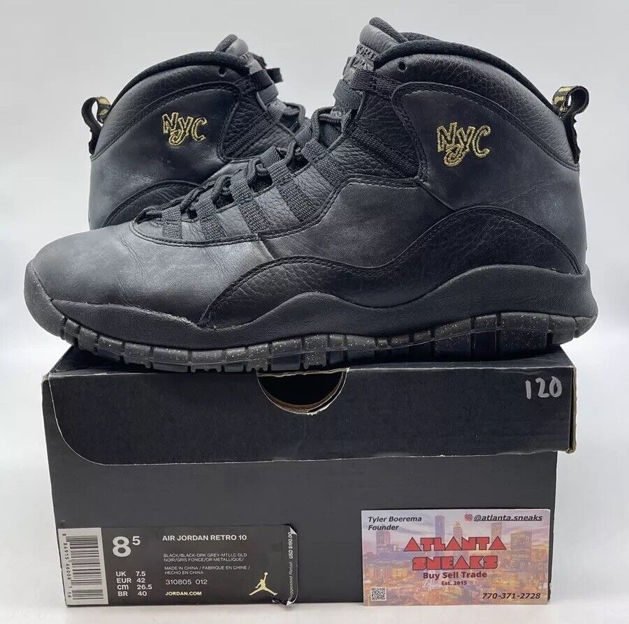 Size 8.5 - Air Jordan 10 Retro NYC Black Gold (310805-012)