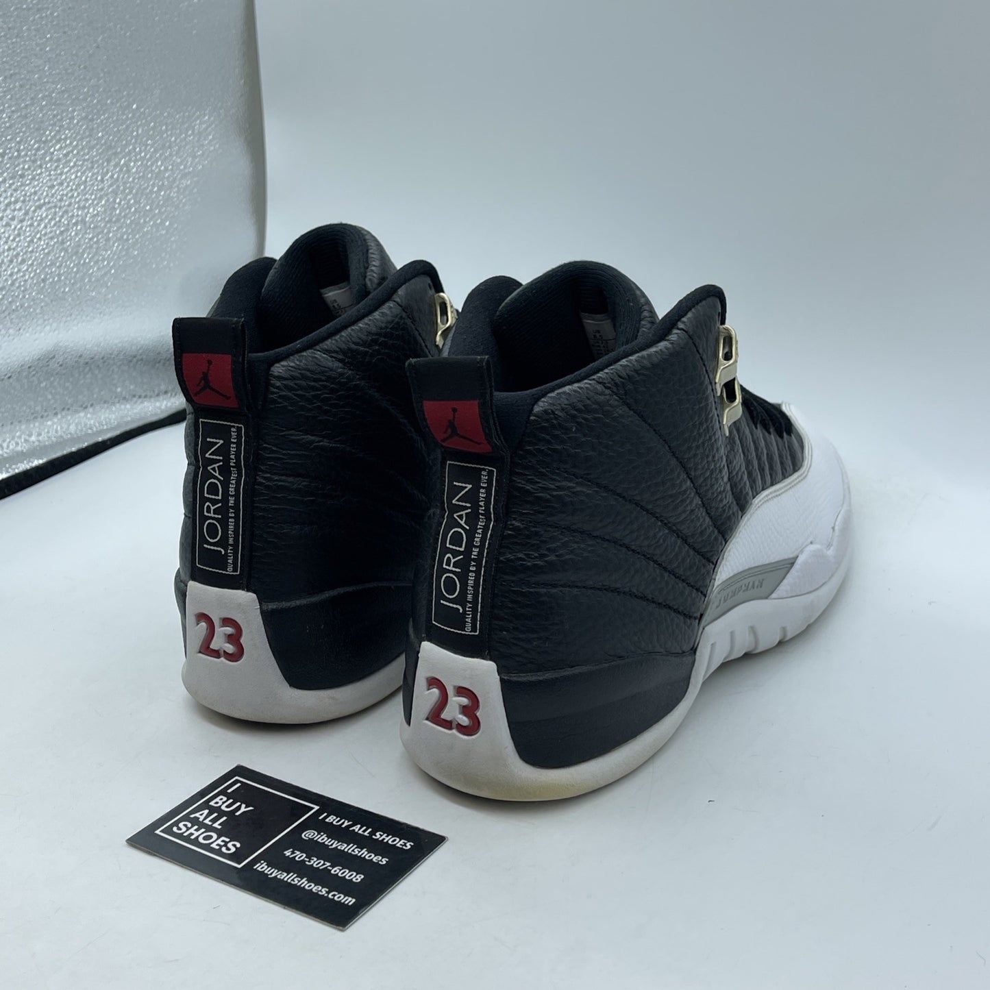 Size 8 - Jordan 12 Retro Mid Playoff Black White Grey Leather (CT8013-006)