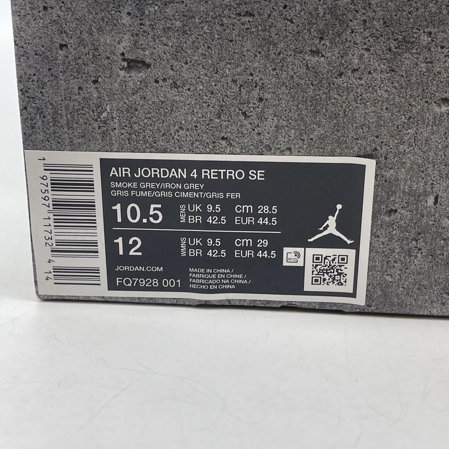 Size 10.5 - Air Jordan 4 Retro SE Wet Cement Grey Suede (FQ7928-001)