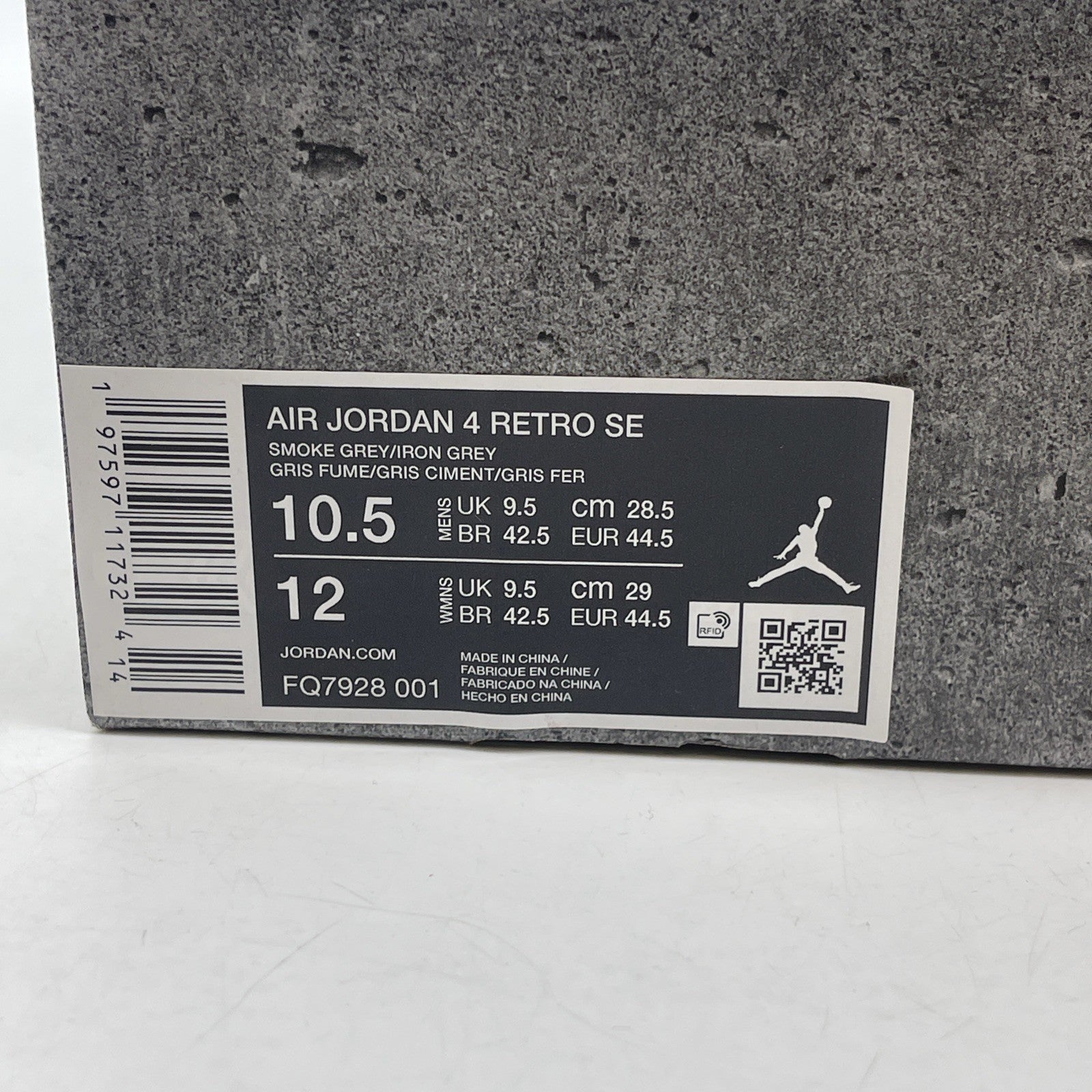 Size 10.5 - Air Jordan 4 Retro SE Wet Cement Grey Suede (FQ7928-001)