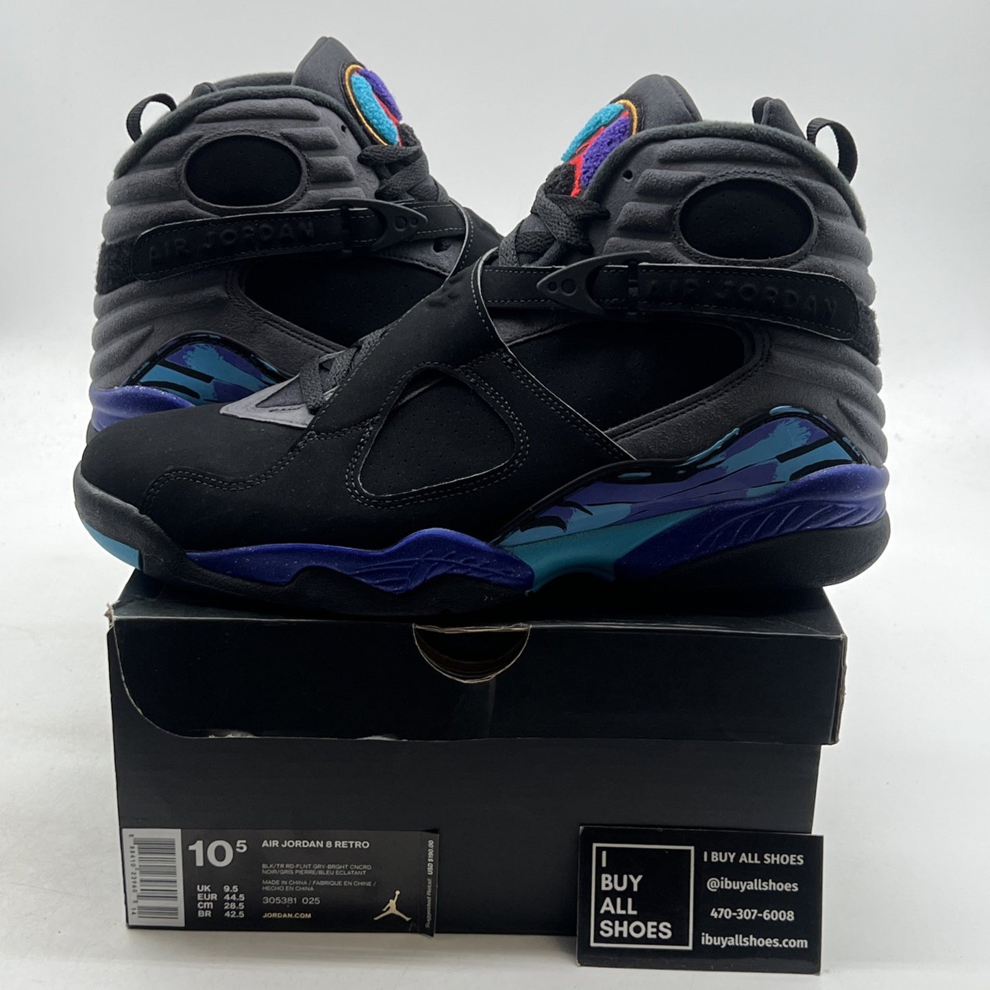 Size 10.5 - Air Jordan 8 Retro Aqua 2015 (305381-025)