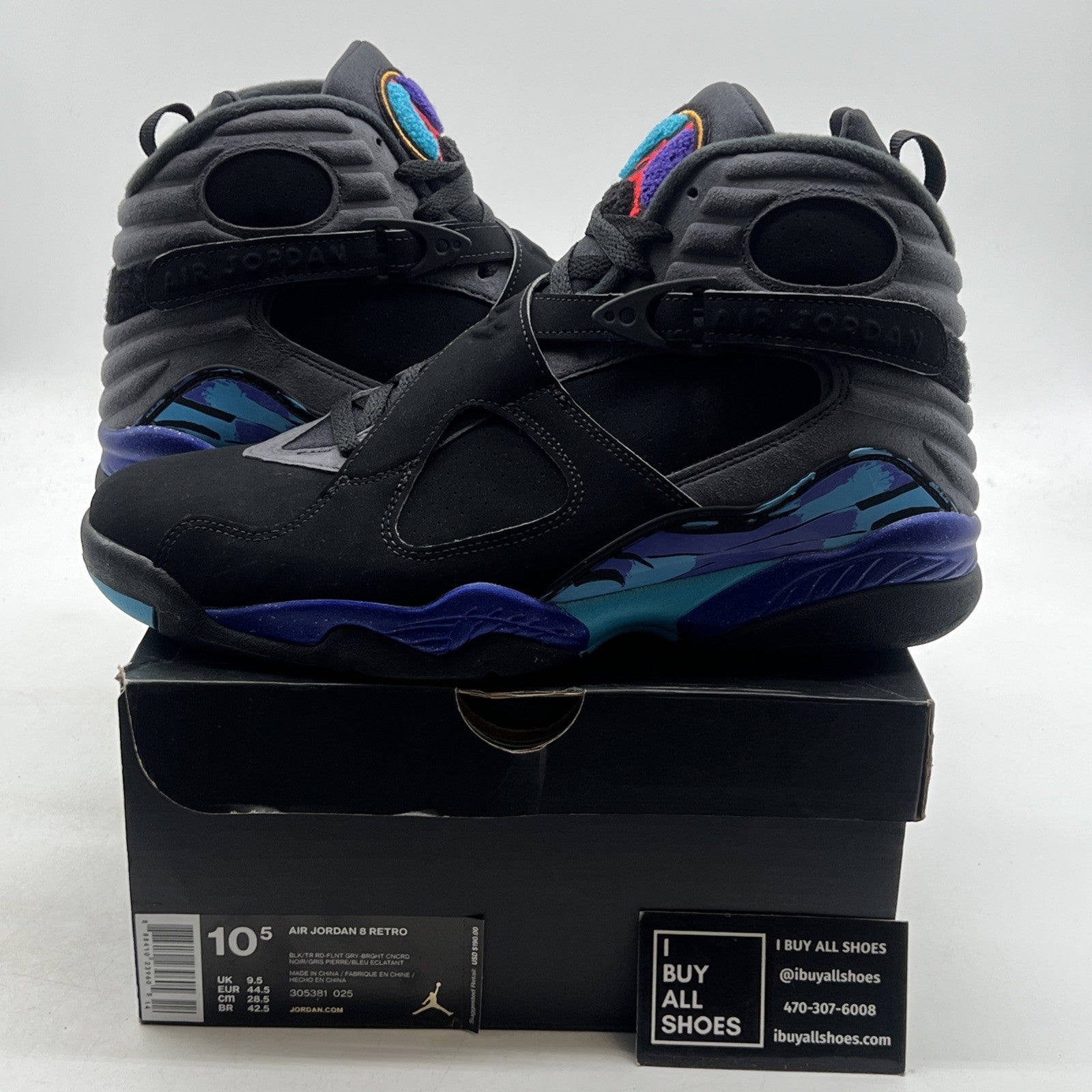 Size 10.5 - Air Jordan 8 Retro Aqua 2015 (305381-025)