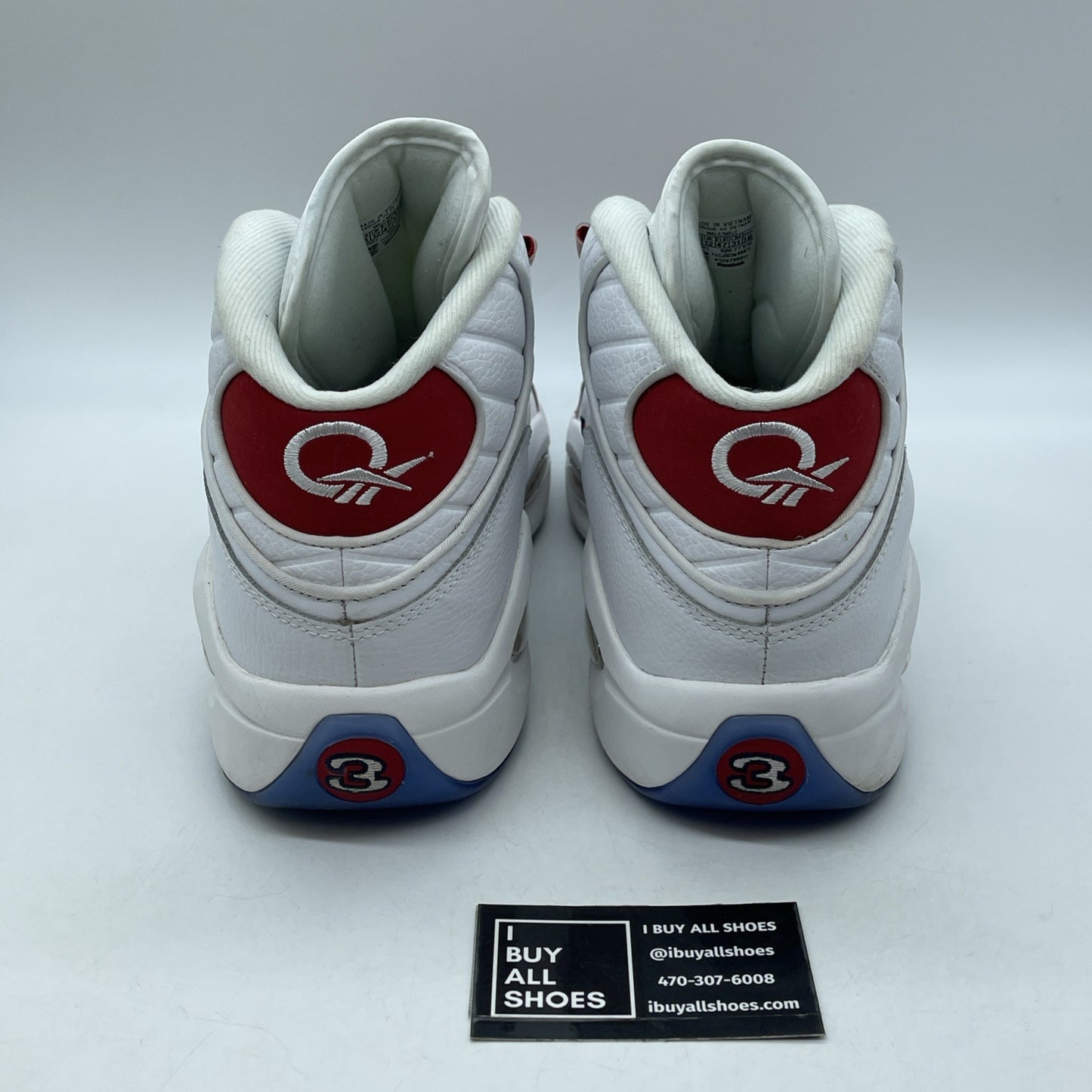 Size 13 - Reebok Question OG 2020 Mid Red Toe Black White Suede (FY1018)