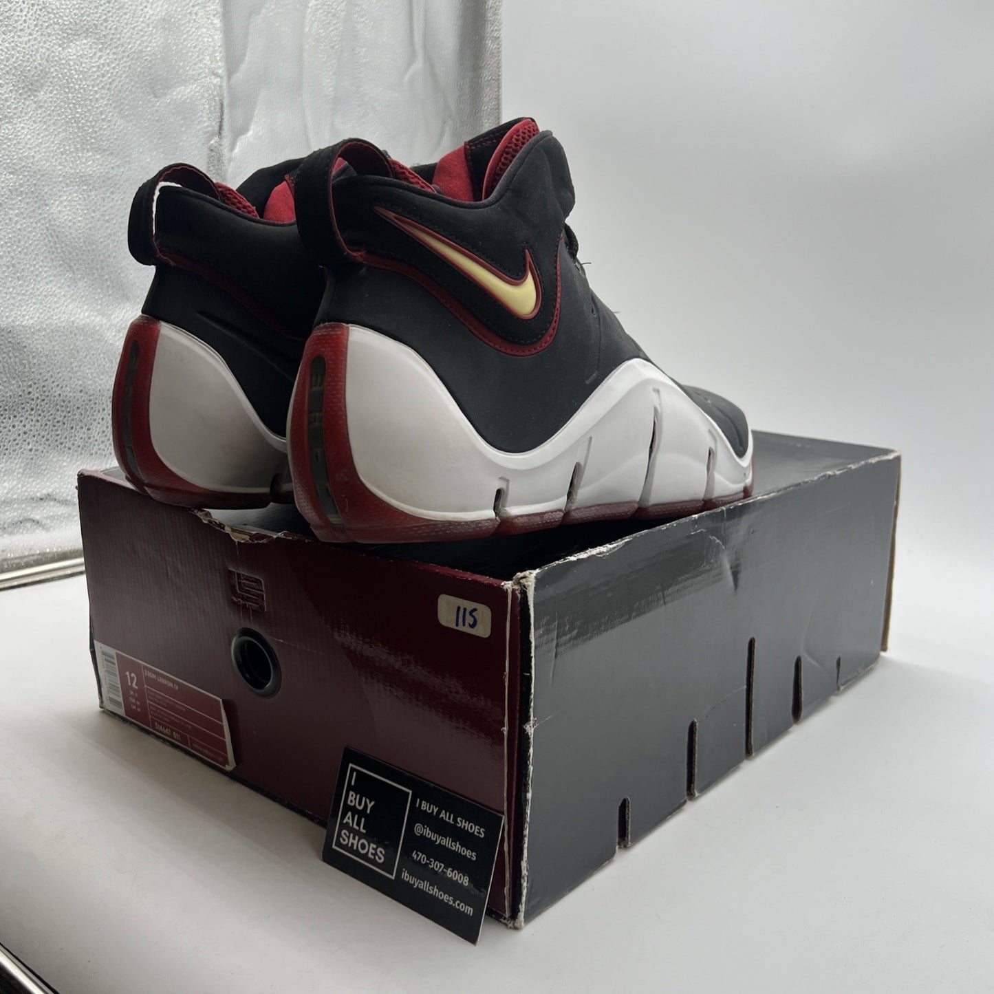 Size 12 - Nike Zoom LeBron 4 Black White Red (314647-011)