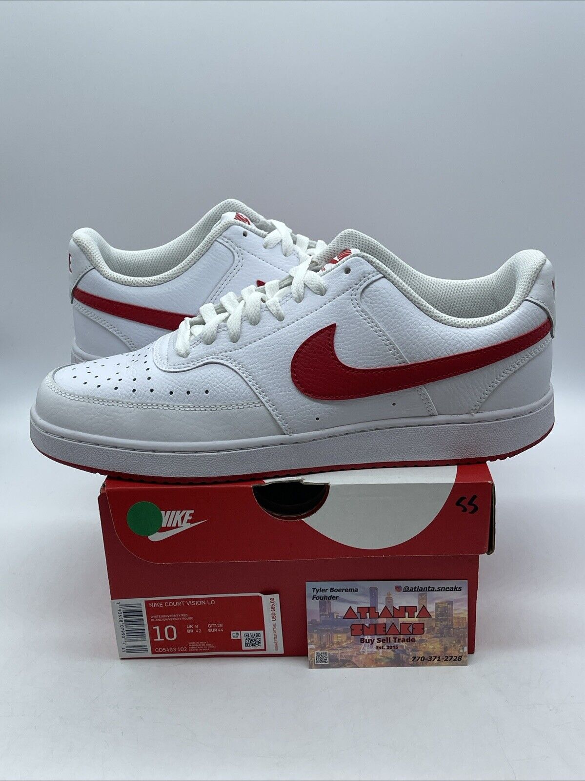 Size 10 - Nike Court Vision Low White University Red White Leather (CD5463-102)
