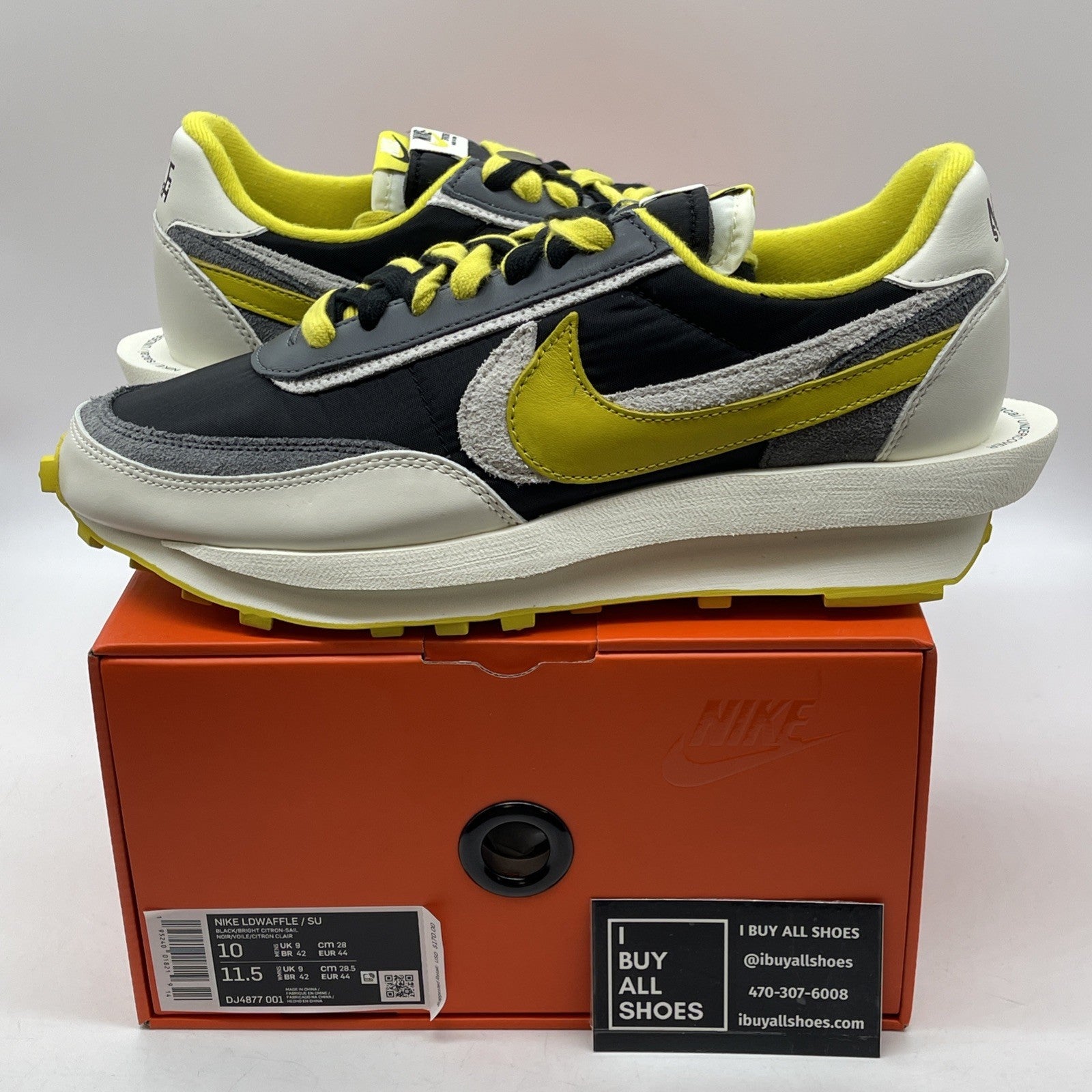 Size 10 - Nike sacai x Undercover x LDWaffle Bright Citron Suede (DJ4877-001)