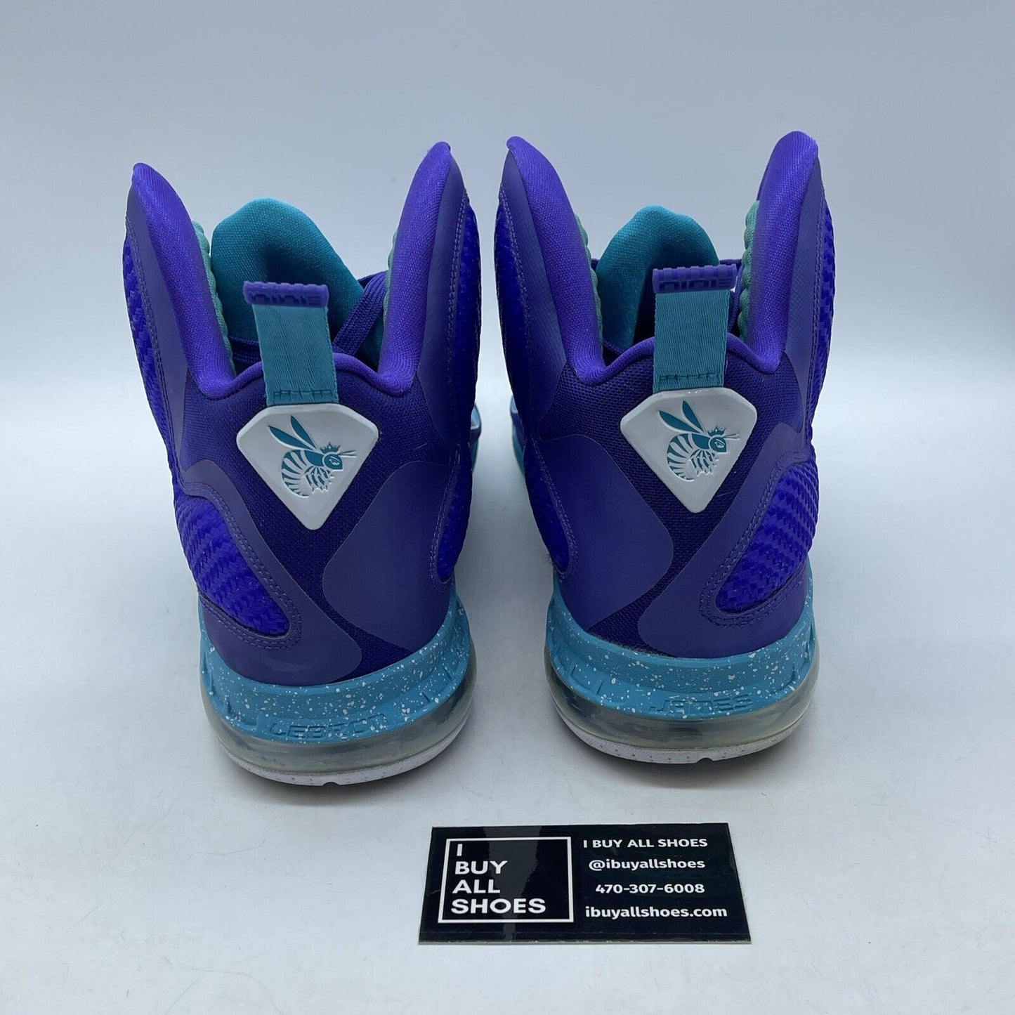Size 13 - Nike LeBron 9 Summit Lake Hornets Purple Blue White (469764-500)
