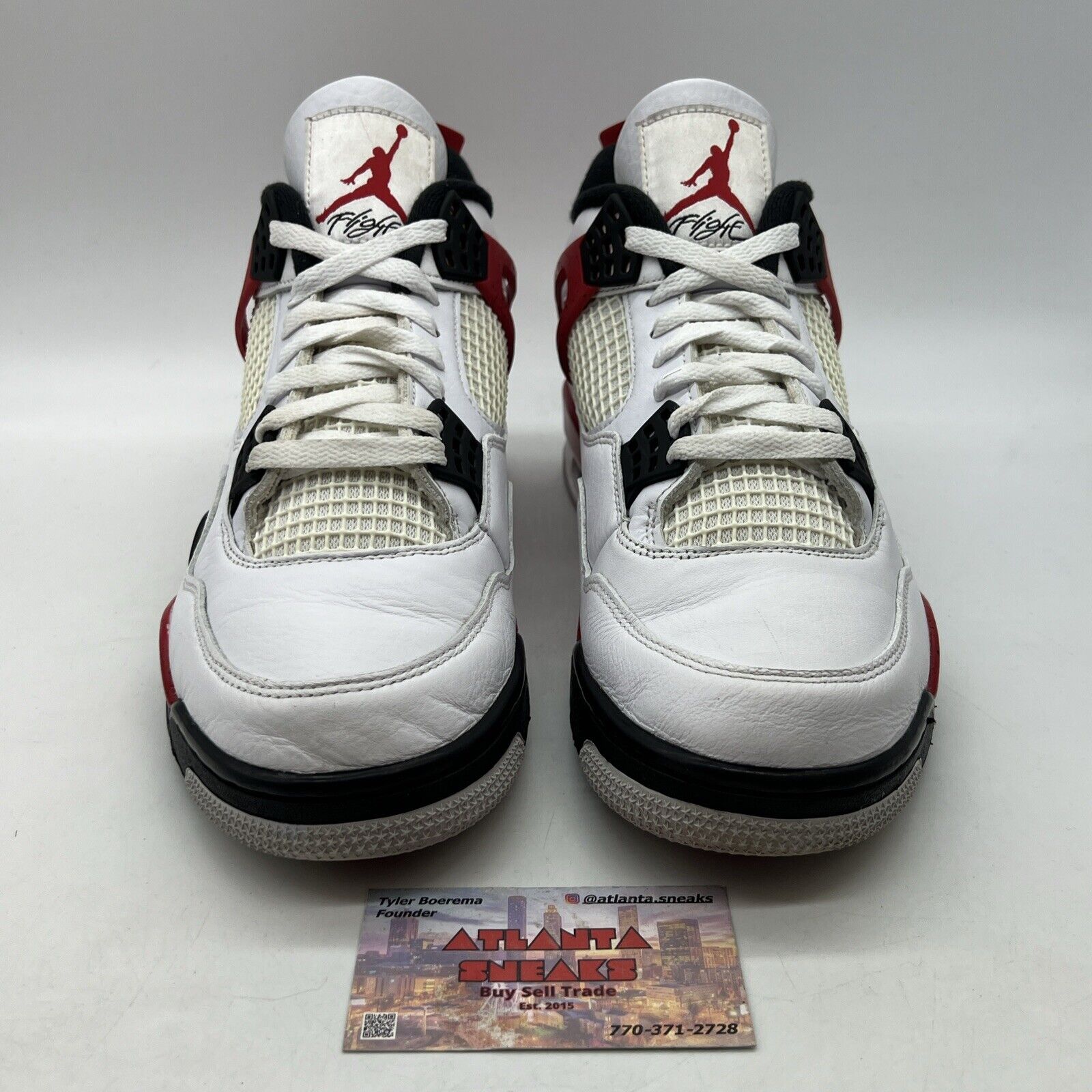 Size 10 - Jordan 4 Retro Mid Red Cement White Red Black Leather (DH6927-161)