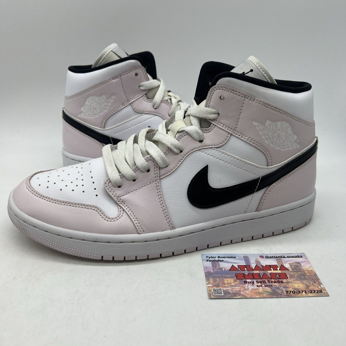 Size 11.5 - Air Jordan 1 Mid Barely Rose W White Black Leather (BQ6472-500)