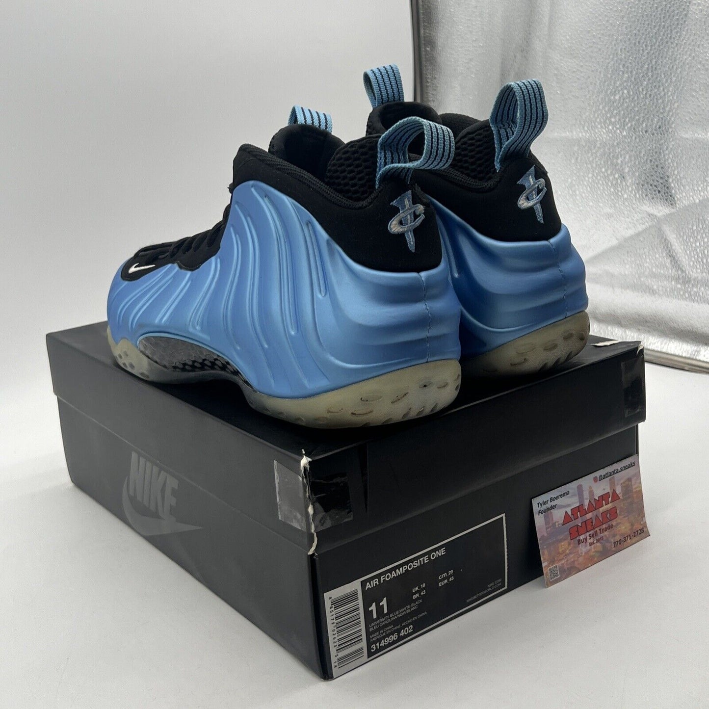 Size 11 - Nike Air Foamposite One University Blue Black Suede (314996-402)