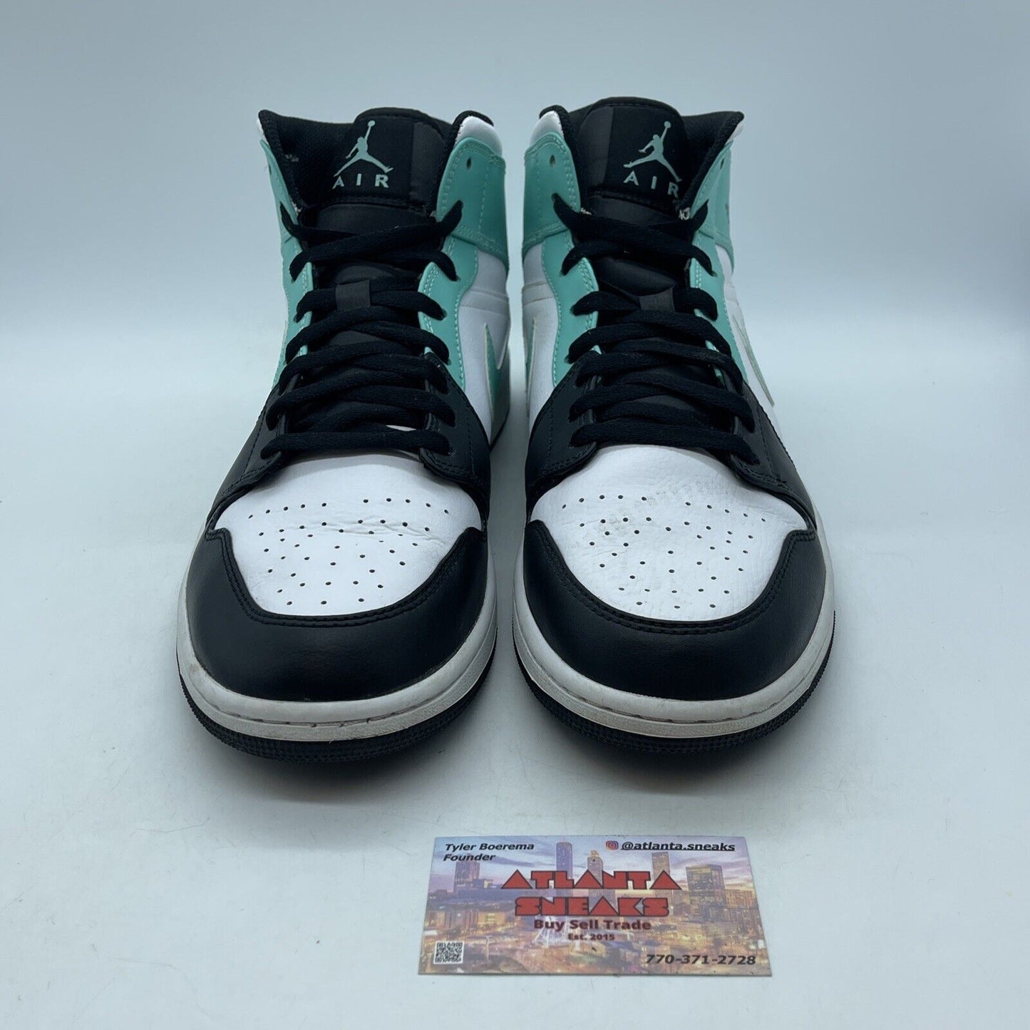 Size 13 - Air Jordan 1 Mid Tropical Twist Blue Black White Leather (554724-132)