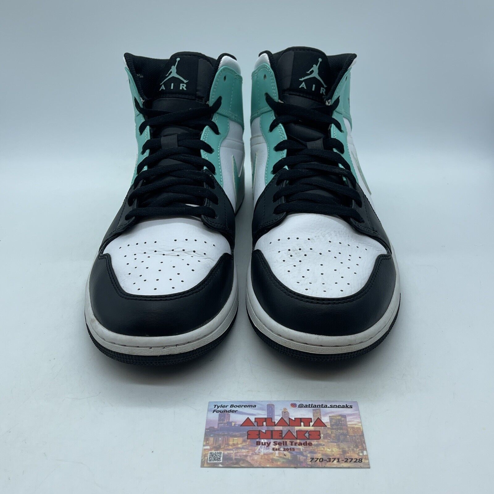 Size 13 - Air Jordan 1 Mid Tropical Twist Blue Black White Leather (554724-132)