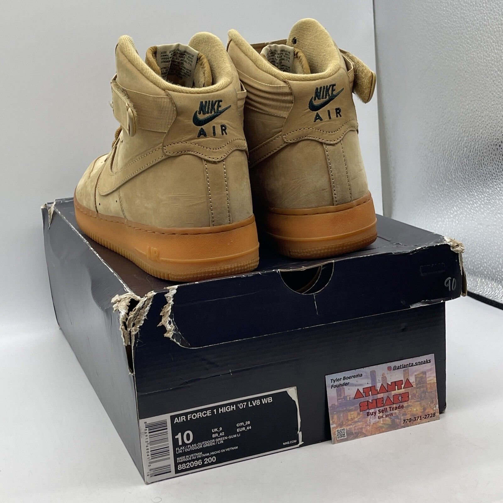 Size 10 - Nike Air Force 1 '07 LV8 WB High Flax Brown Suede (882096-200)