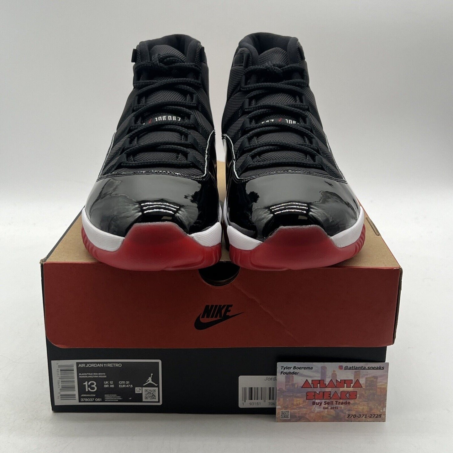 Size 13 - Jordan 11 Retro High Bred Black White Red Leather (378037-061)