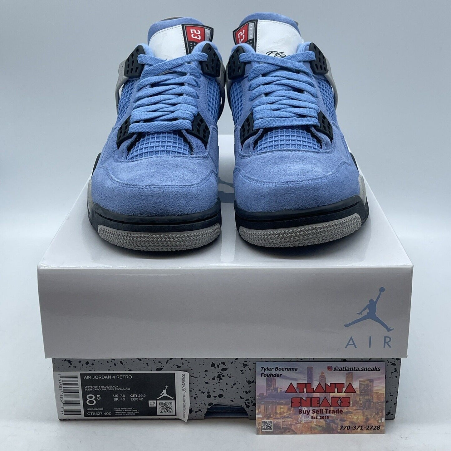 Size 8.5 - Jordan 4 Retro Mid University Blue Black White Suede (CT8527-400)