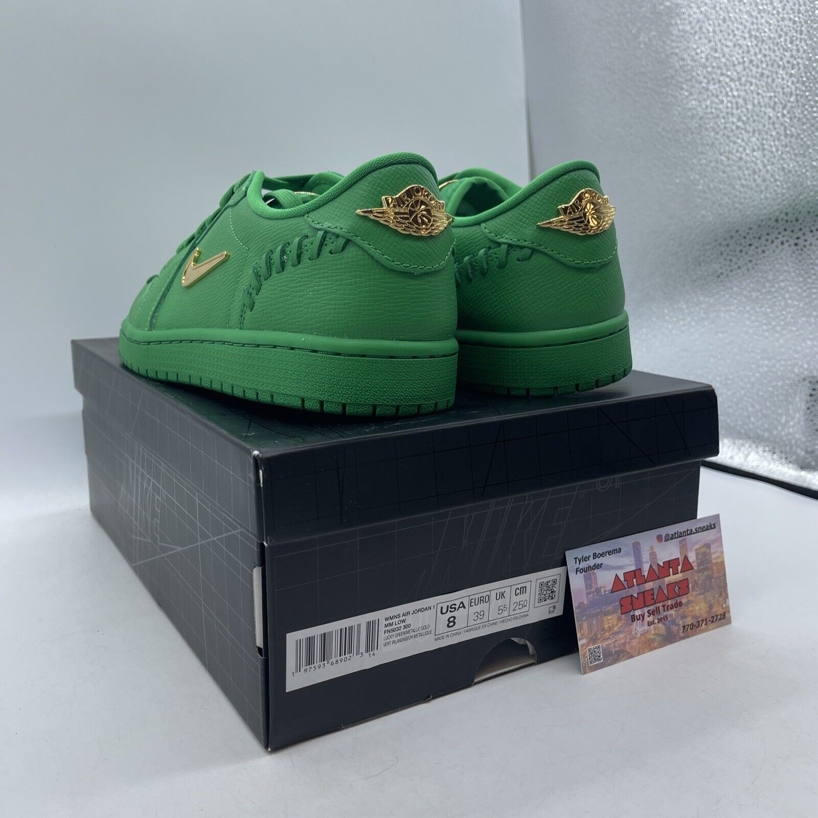 Size 8W - Air Jordan 1 Method of Make Low Lucky Green Gold Leather (FN5032-300)