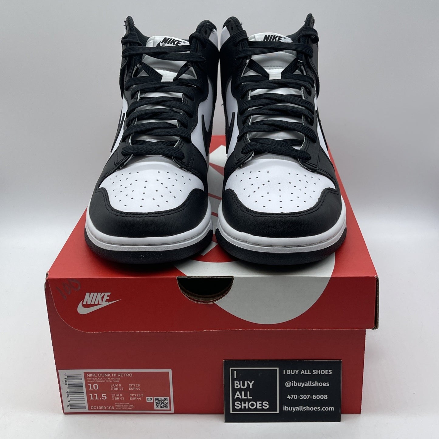 Size 10 - Nike Dunk High Black White Leather (DD1399-105)