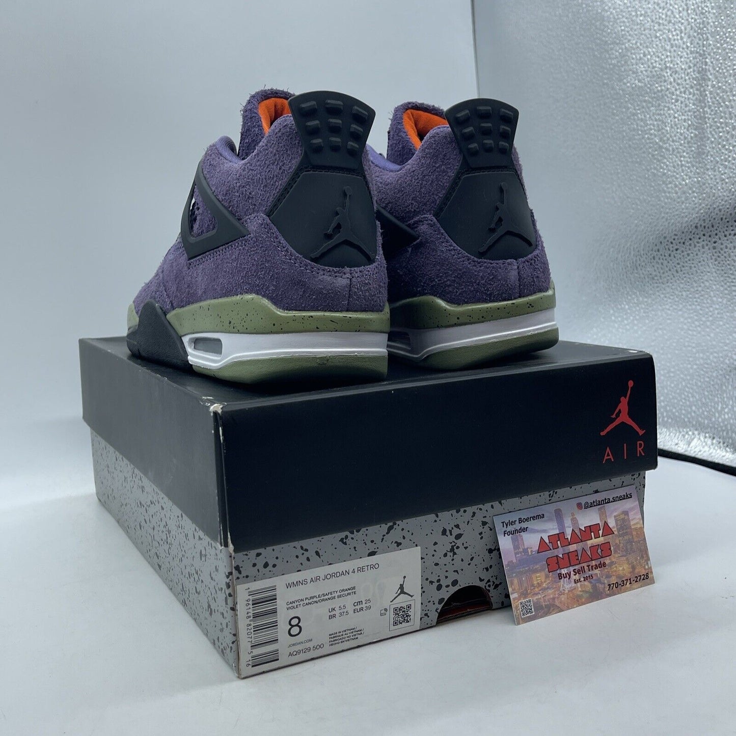 Size 8W - Jordan 4 Retro Mid Canyon Purple Green Black White Suede (AQ9129-500)