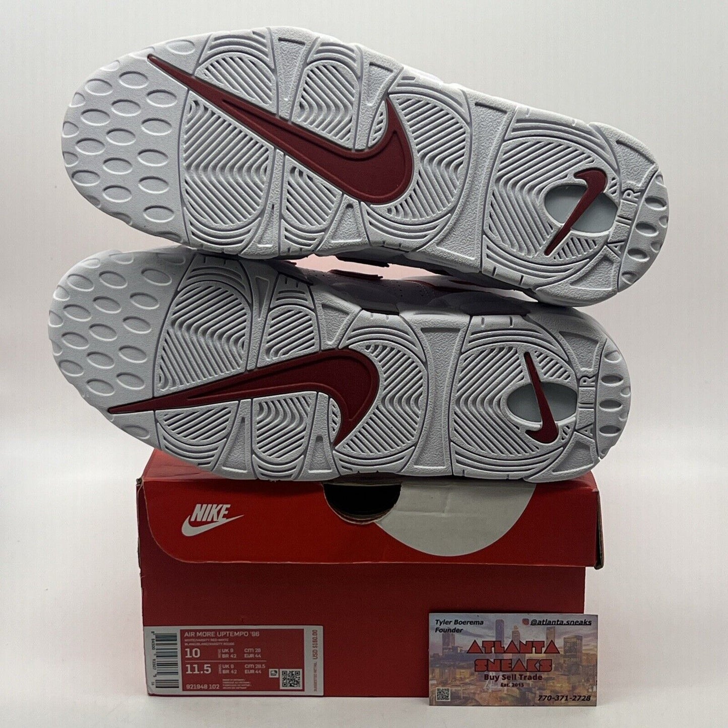 Size 10 - Nike Air More Uptempo White Varsity Red 2018 Leather (921948-102)