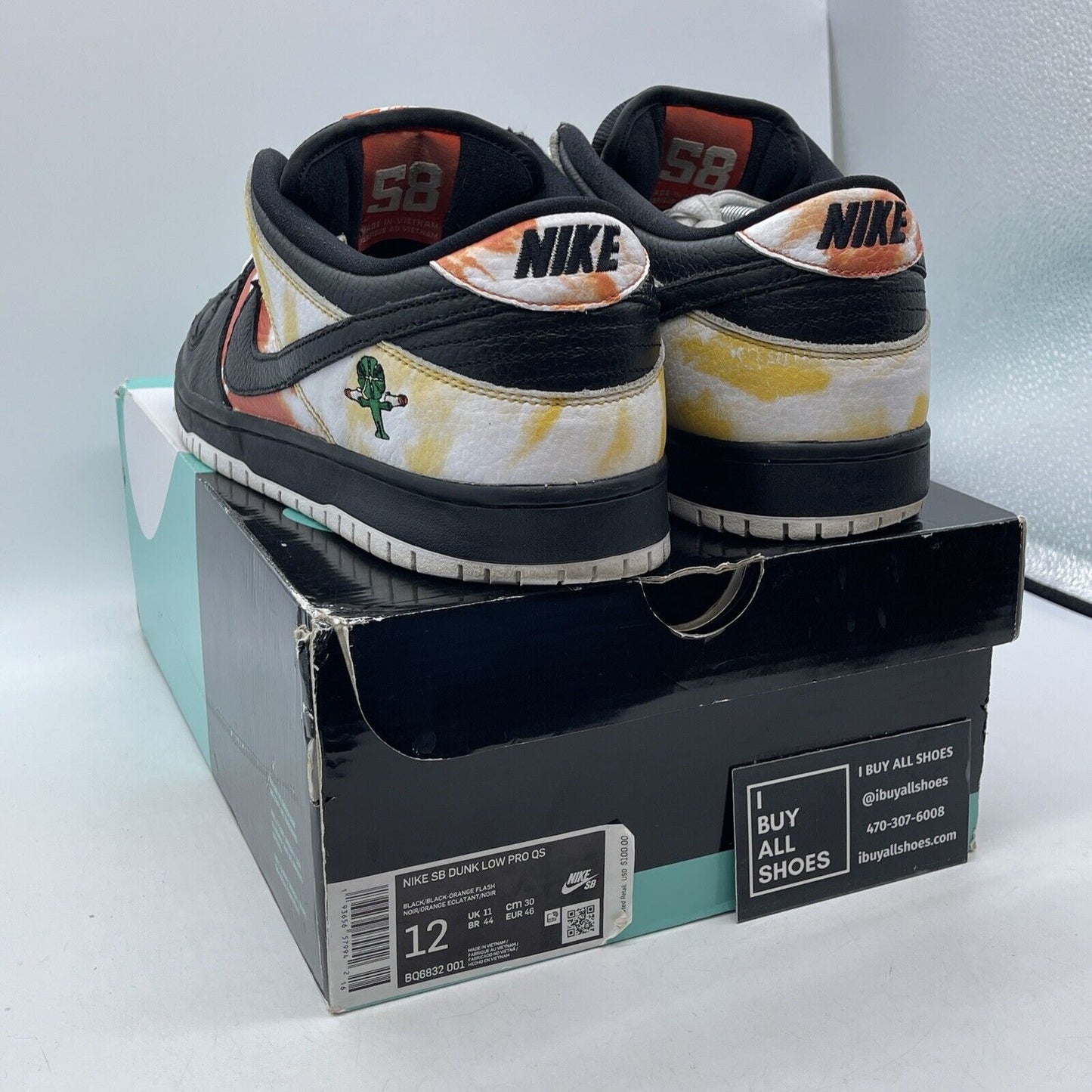 Size 12 - Nike Dunk SB Low Tie-Dye Raygun Black White Leather (BQ6832-001)