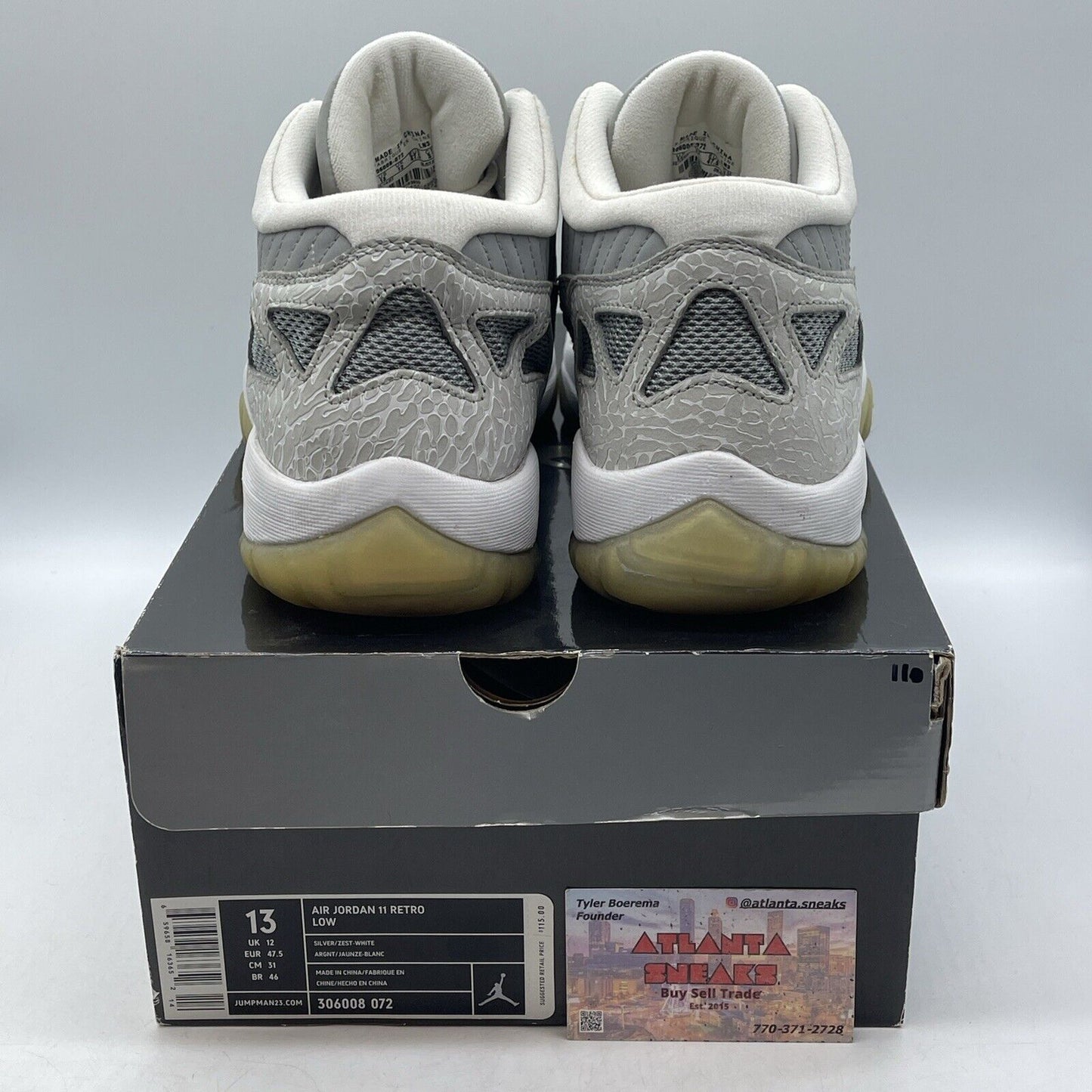 Size 13 - Air Jordan 11 Low Silver White Suede Leather (306008-072)