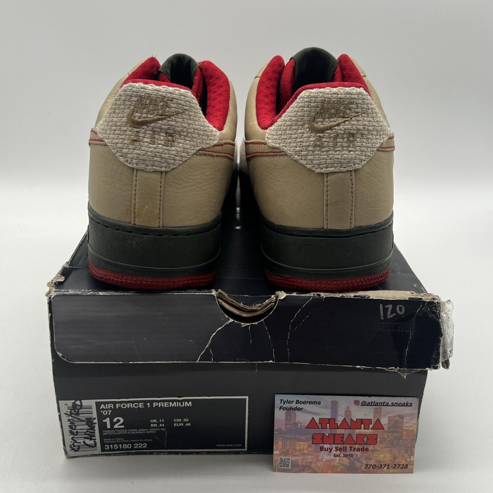 Size 12 - Nike Air Force 1 Premium China Tan Red Black (315180-222)