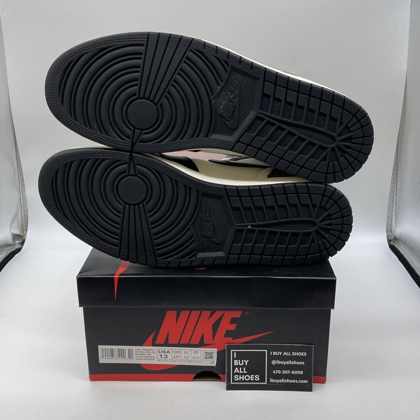 Size 13 - Jordan 1 Retro OG High Dark Mocha Brown Black Leather (555088-105)