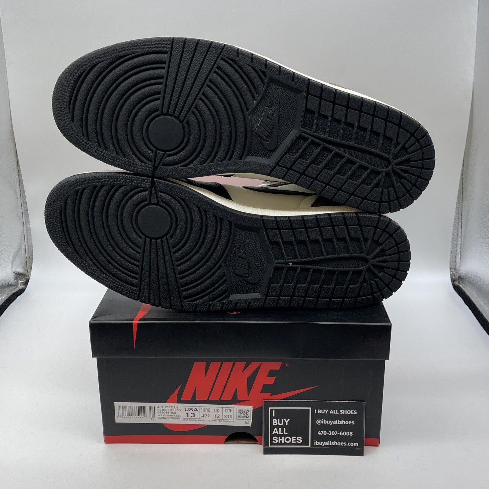 Size 13 - Jordan 1 Retro OG High Dark Mocha Brown Black Leather (555088-105)