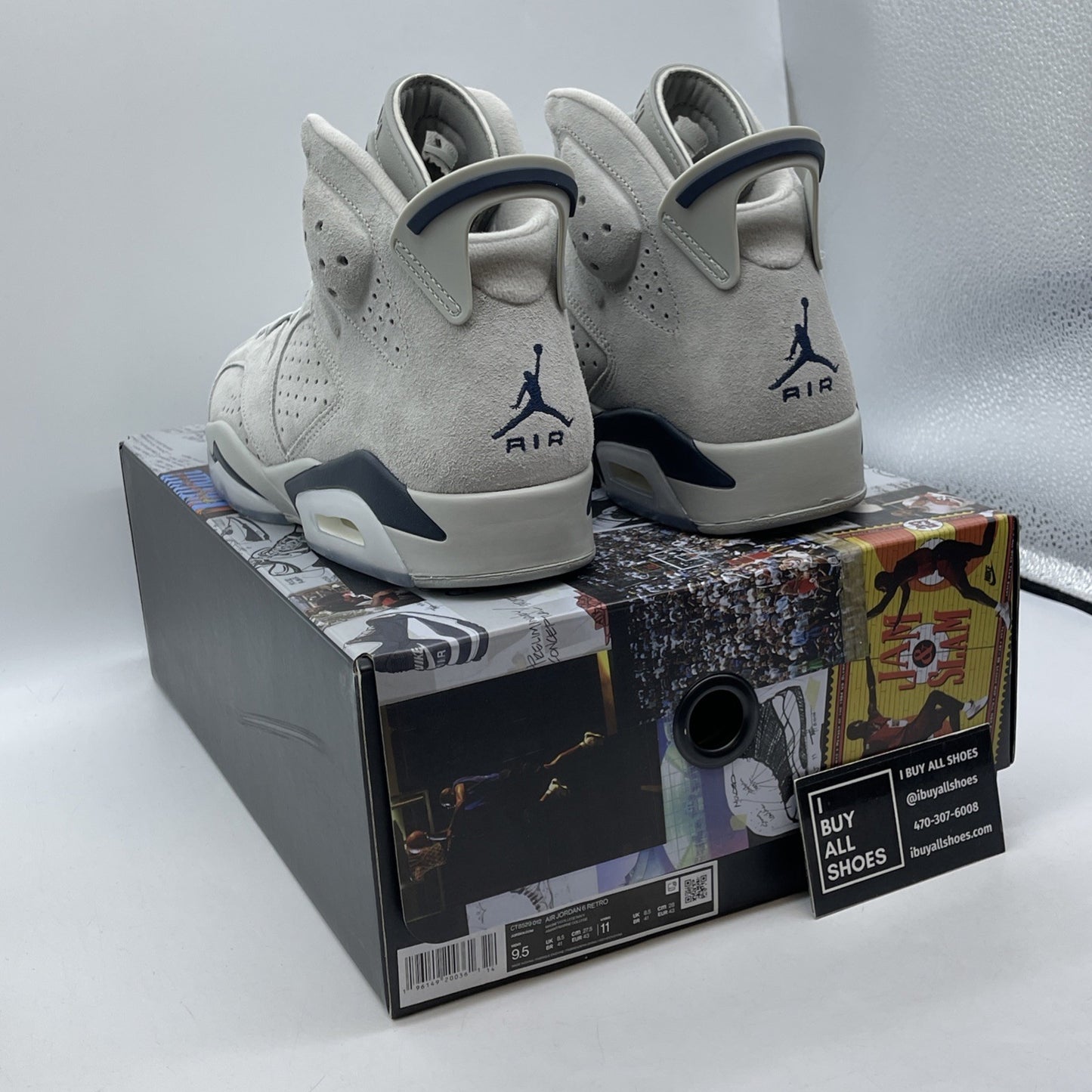 Size 9.5 - Jordan 6 Retro Mid Georgetown Grey Blue Suede (CT8529-012)
