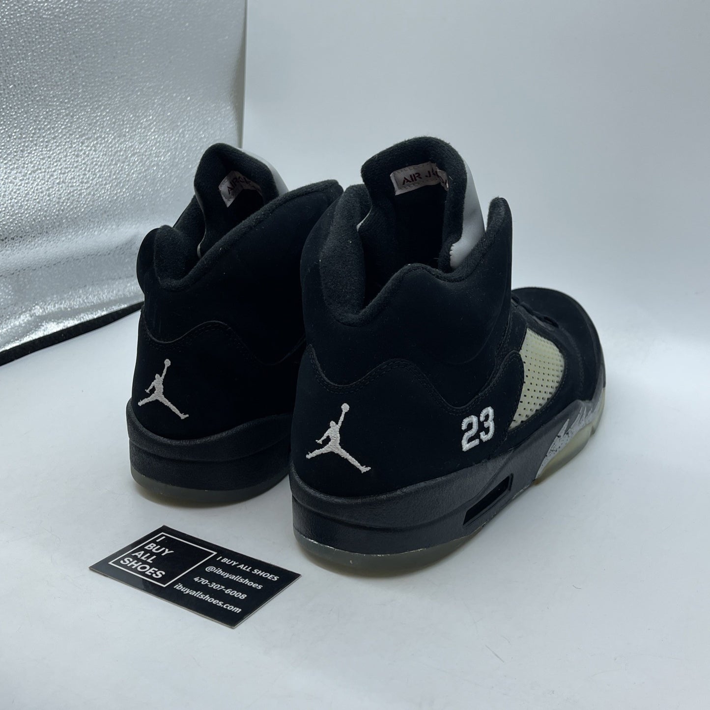 Size 13 - Air Jordan 5 Retro 2011 Black Metallic White Suede (136027-010)