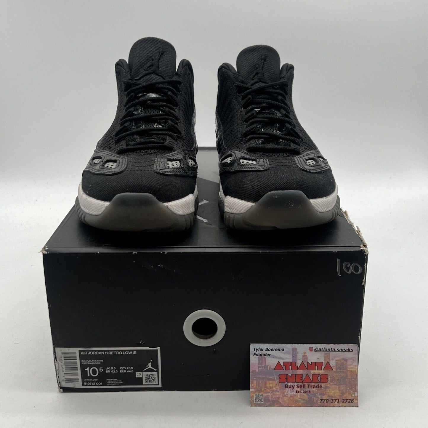 Size 10.5 - Air Jordan 11 Retro IE Low Black White (919712-001)