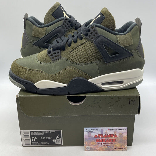 Size 8.5 - Jordan 4 SE Retro Low Craft - Olive White Black Suede (FB9927-200)