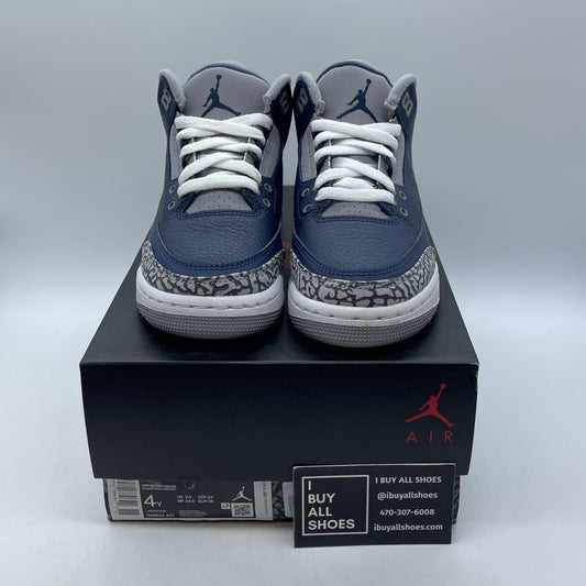 Size 4Y (GS) - Jordan 3 Retro Mid Georgetown Blue Grey Leather (398614-401)