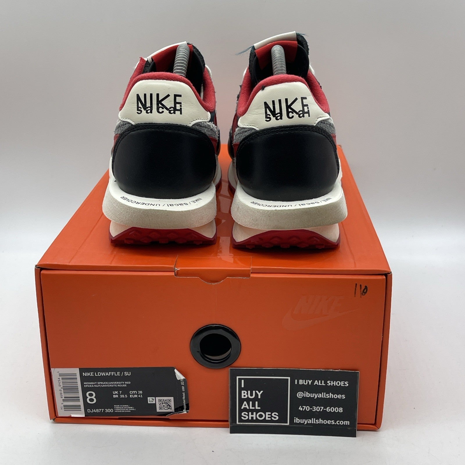 Size 8 - Nike sacai x Undercover x LDWaffle Midnight Spruce University Red